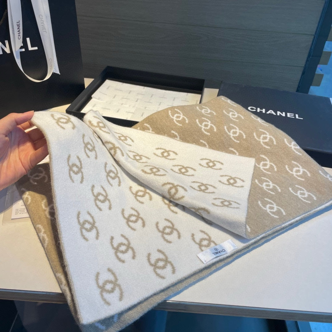 CC Scarf 180 CM In Dark Beige Mix White Cashmere  382718
