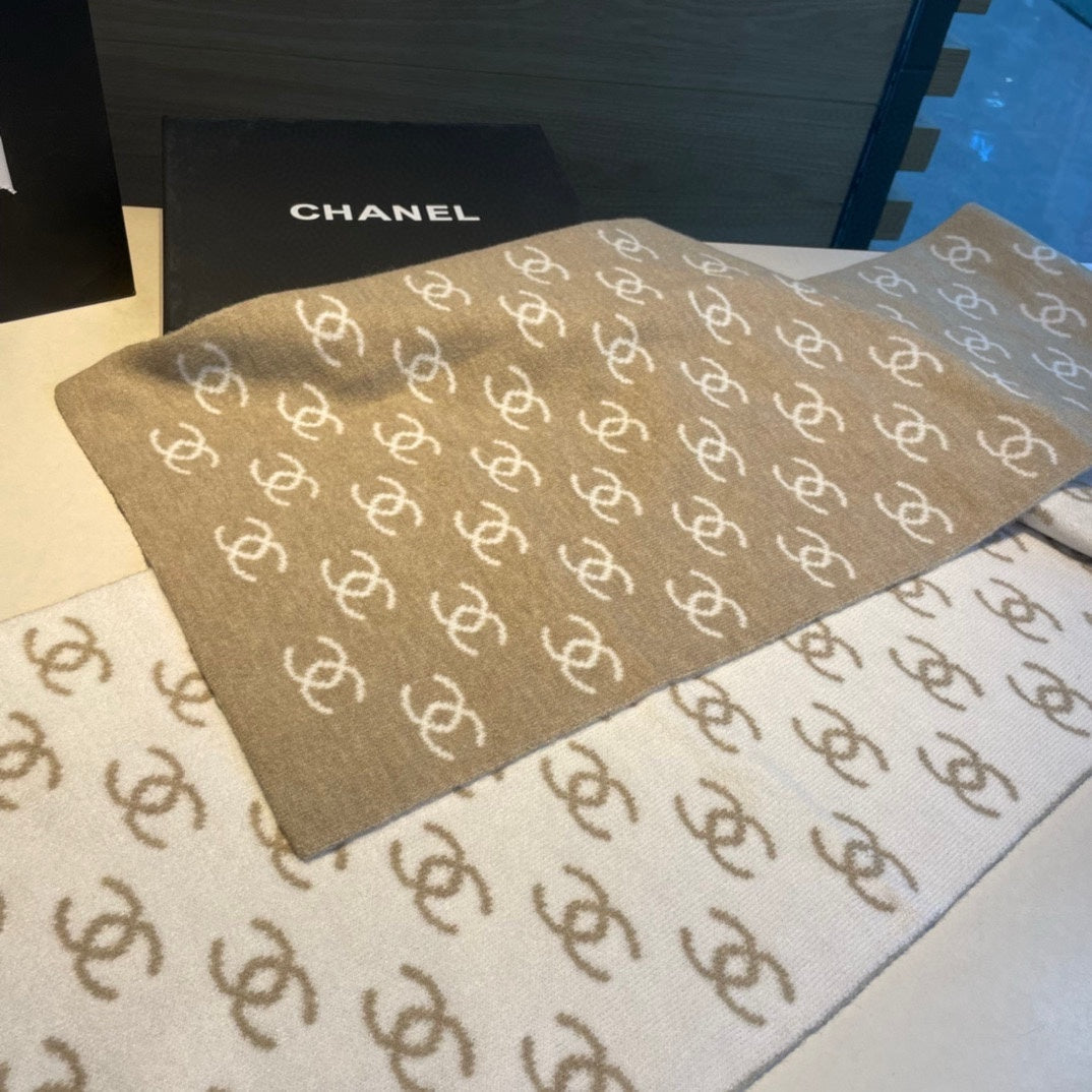 CC Scarf 180 CM In Dark Beige Mix White Cashmere  382718