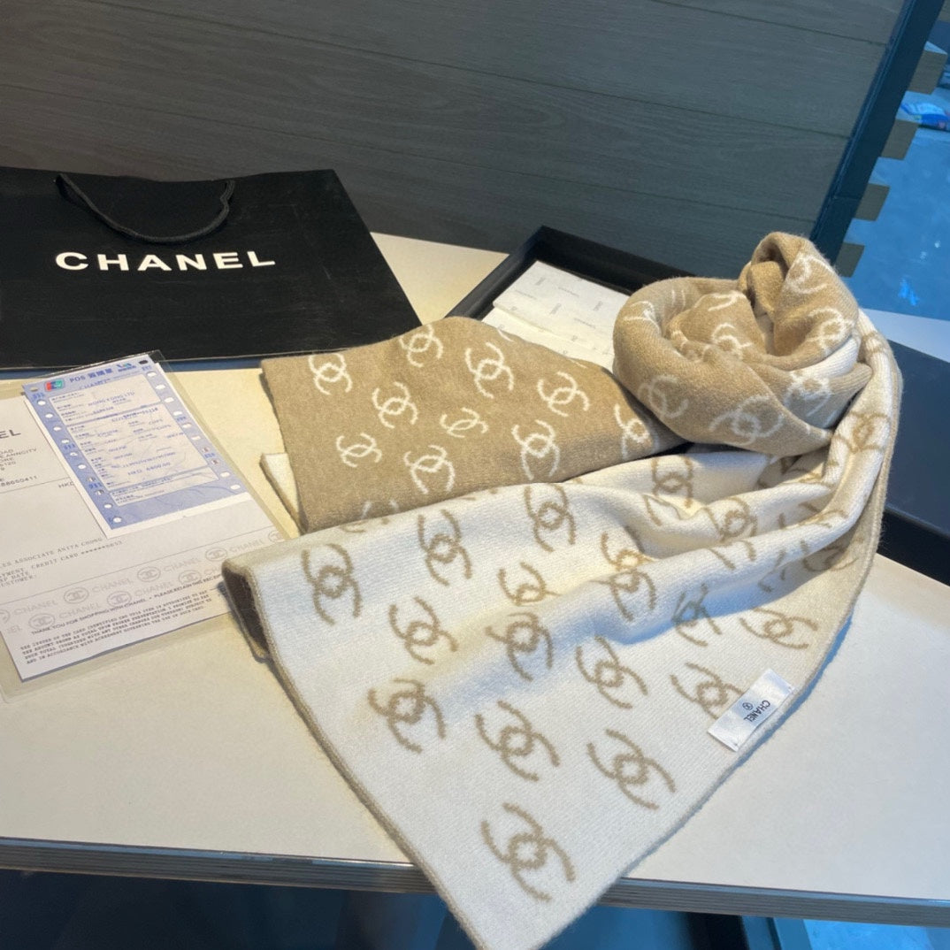 CC Scarf 180 CM In Dark Beige Mix White Cashmere  382718