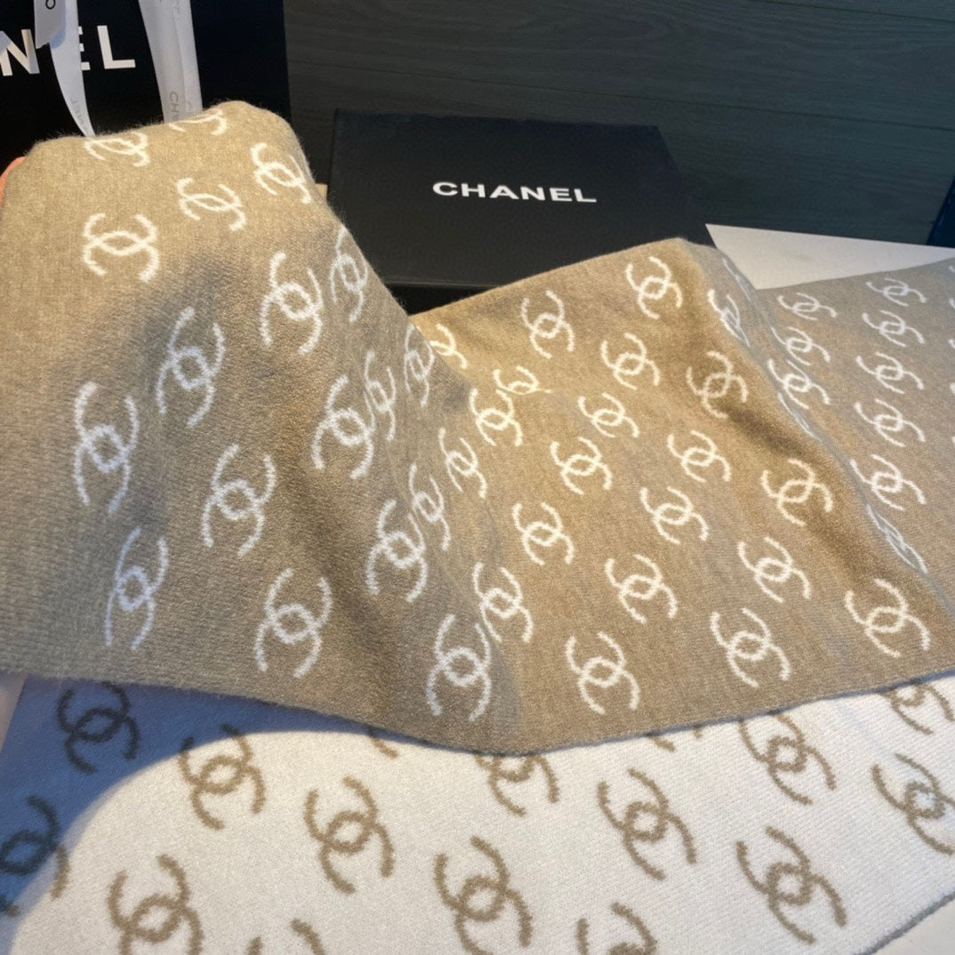 CC Scarf 180 CM In Dark Beige Mix White Cashmere  382718