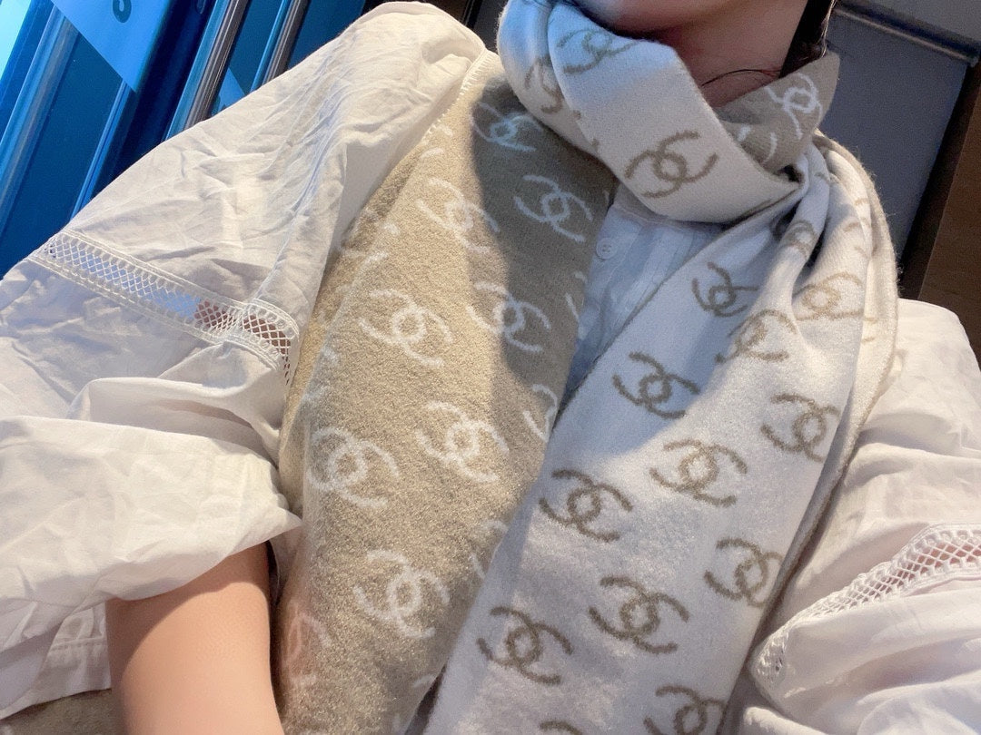 CC Scarf 180 CM In Dark Beige Mix White Cashmere  382718