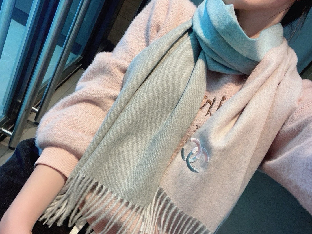 CC Scarf 180 CM In Light Pink Mix Light Grey Blue Cashmere 387916