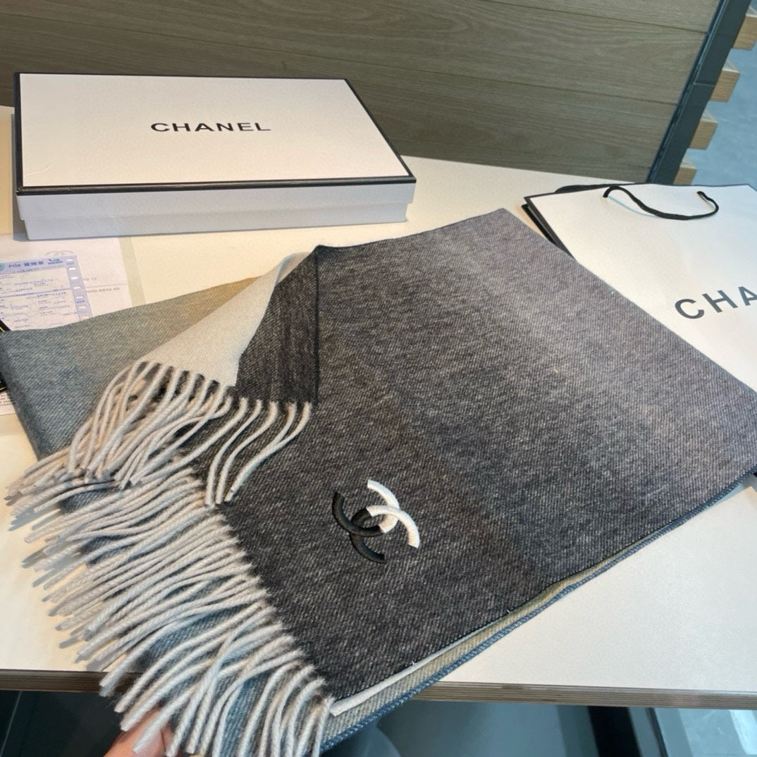 CC Scarf 180 CM In Black Blue Mix White Yellow Cashmere 387917