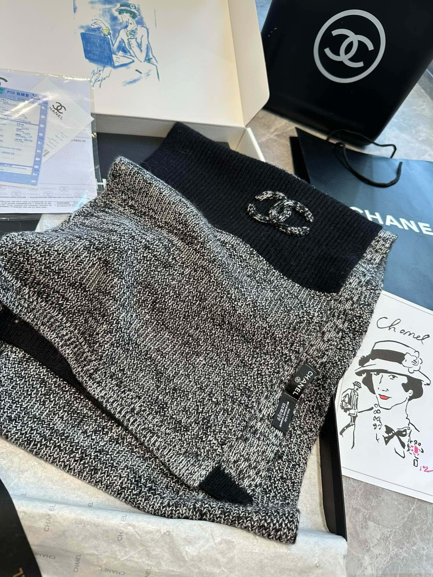 CC Scarf 200 CM In Black Cashmere 403783