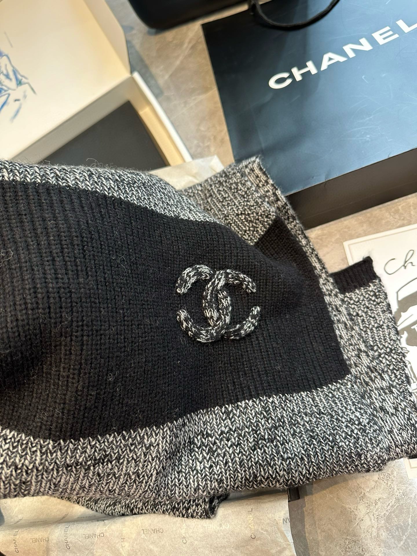 CC Scarf 200 CM In Black Cashmere 403783