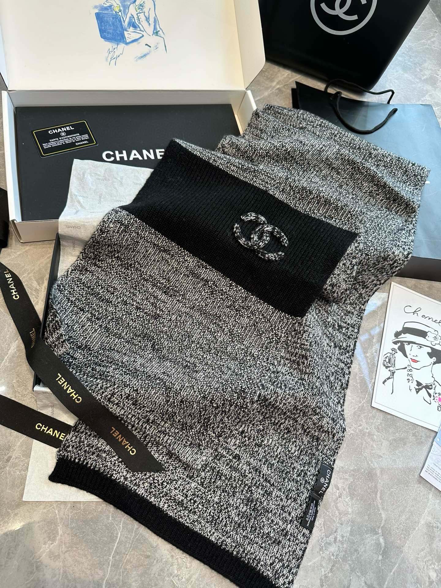 CC Scarf 200 CM In Black Cashmere 403783