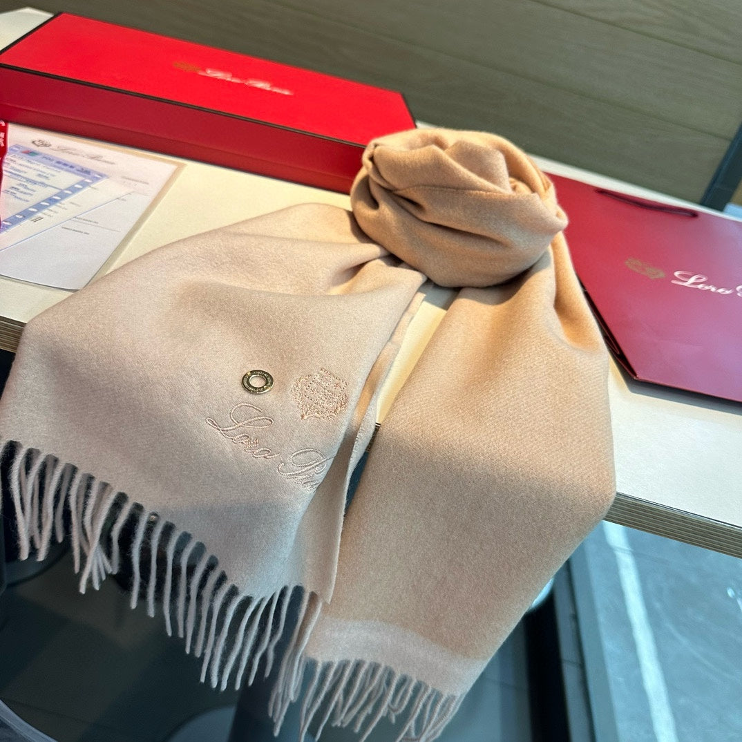 LP Grande Unita Scarf 180 CM In White Mix Beige Cashmere 403789