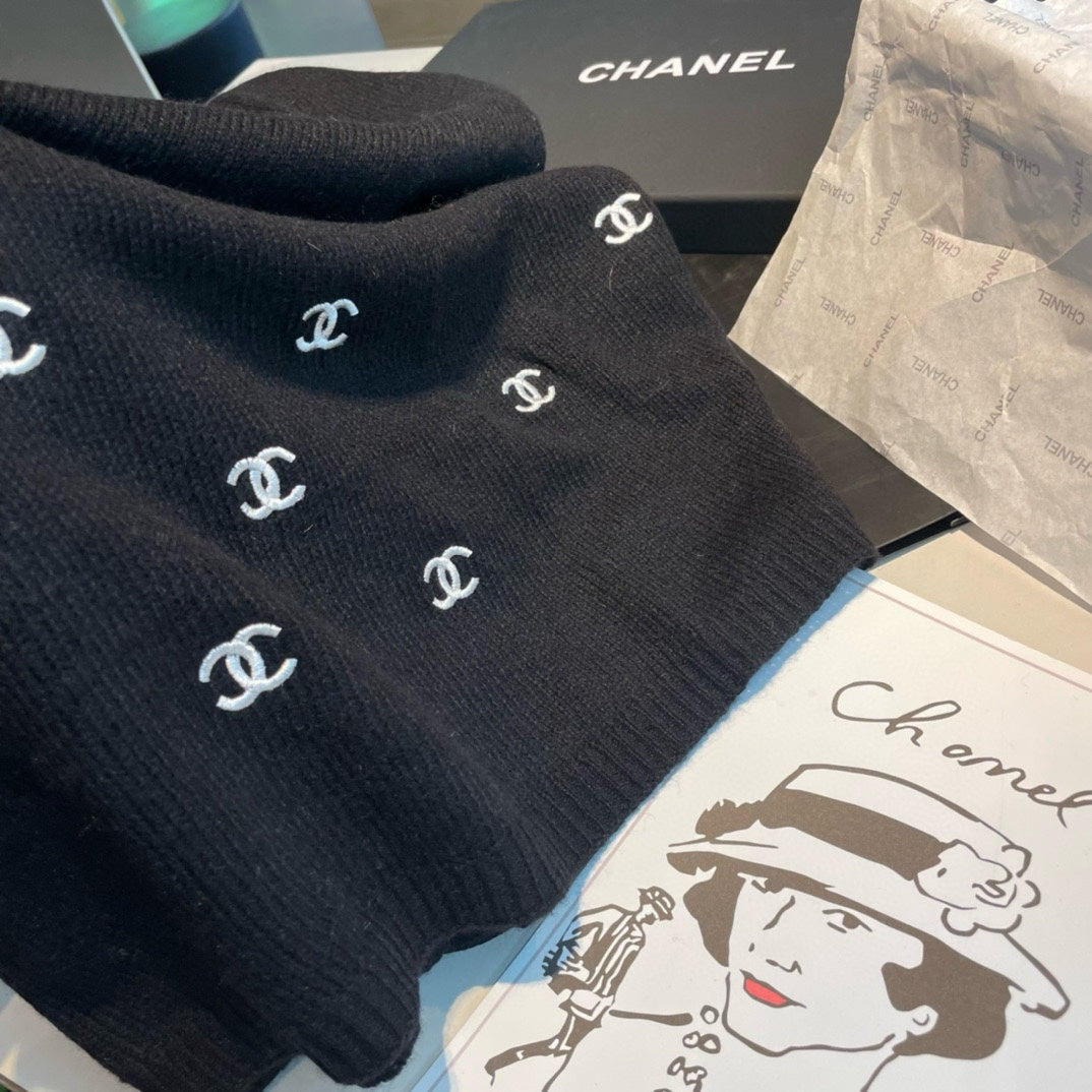 CC Scarf 195 CM In Black White Cashmere 418285