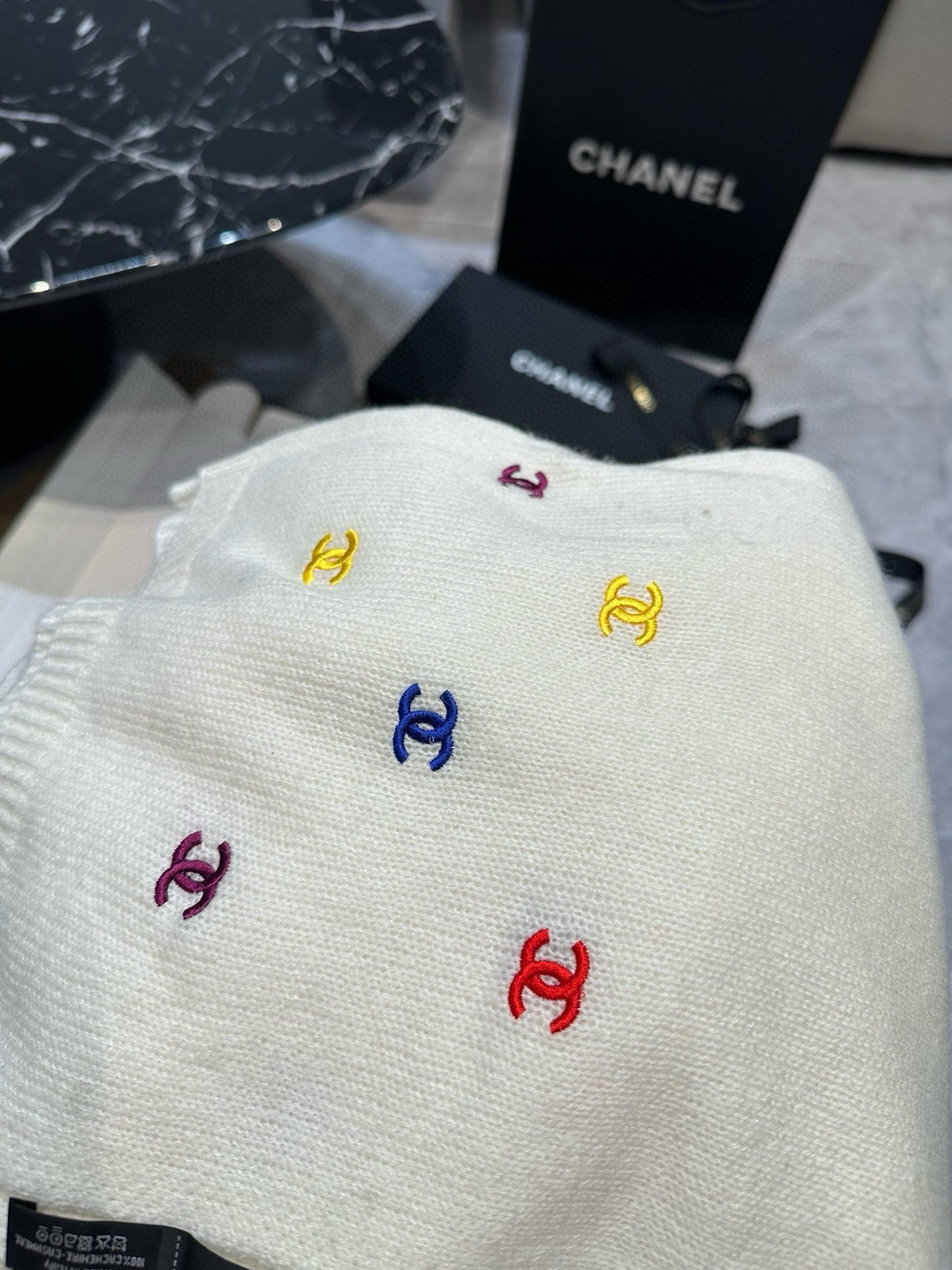 CC Scarf 195 CM In White Colorful Cashmere 418286