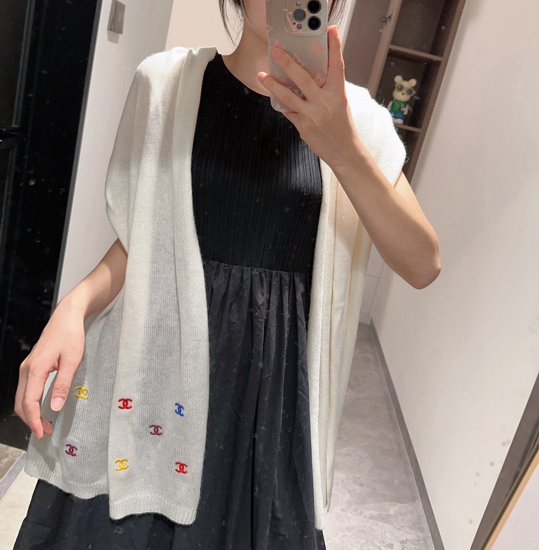 CC Scarf 195 CM In White Colorful Cashmere 418286