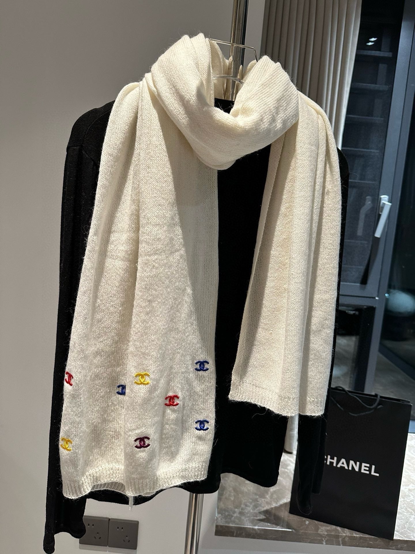 CC Scarf 195 CM In White Colorful Cashmere 418286