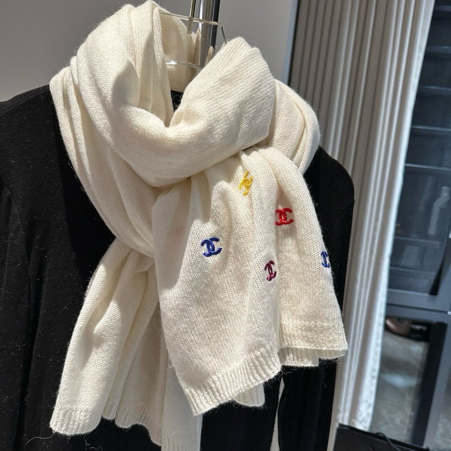 CC Scarf 195 CM In White Colorful Cashmere 418286