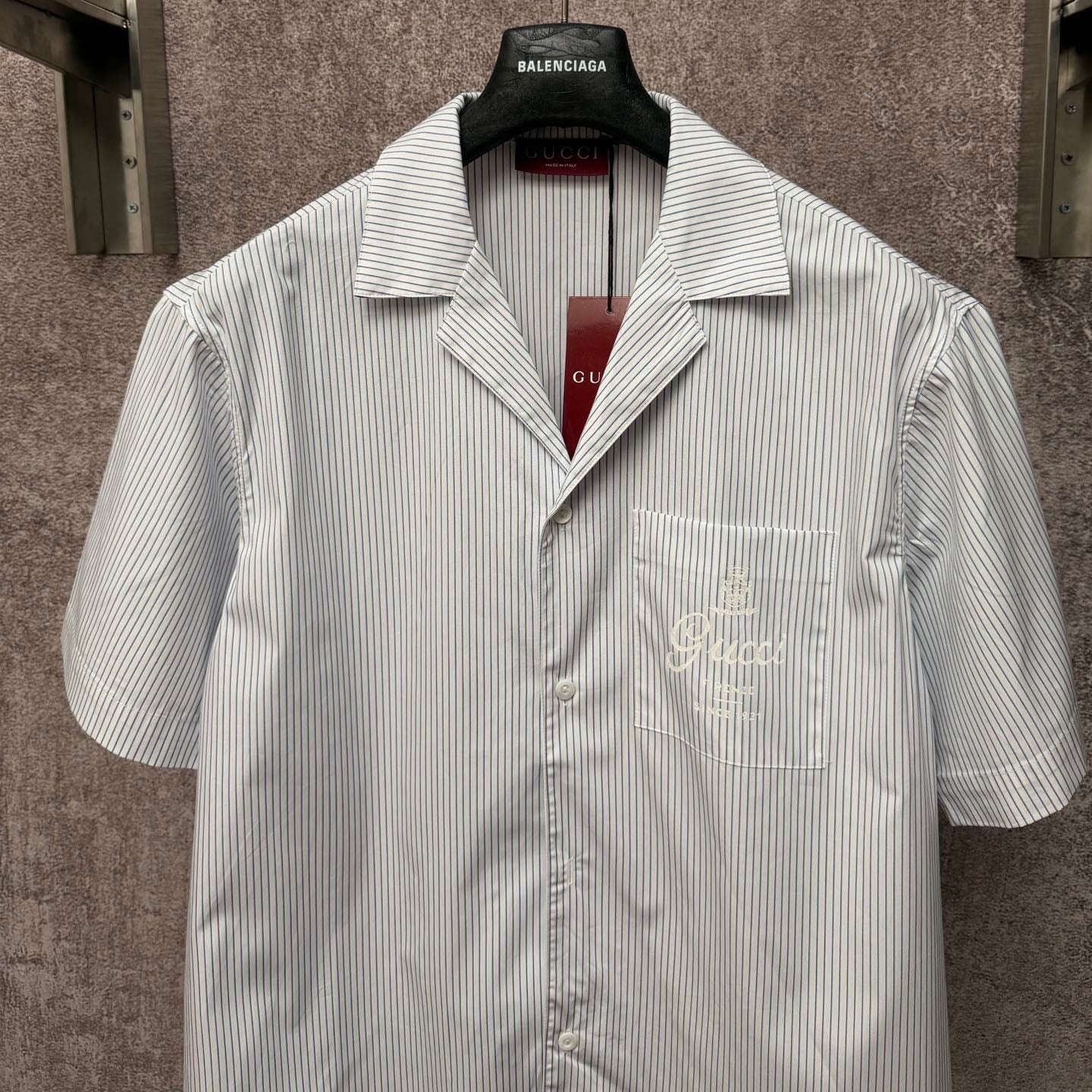 GC 2026 Men's Short-Sleeve Shirt White Blue Cotton  643456