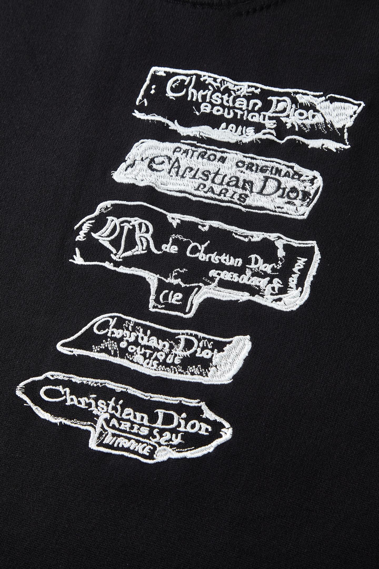 CD Embroidered Logo Sweater Black Wool Cotton