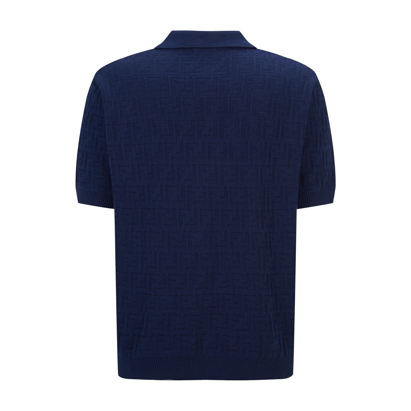Fendi 2026 Men's Double F Polo Shirt Navy Blue Knitted Cotton 824166