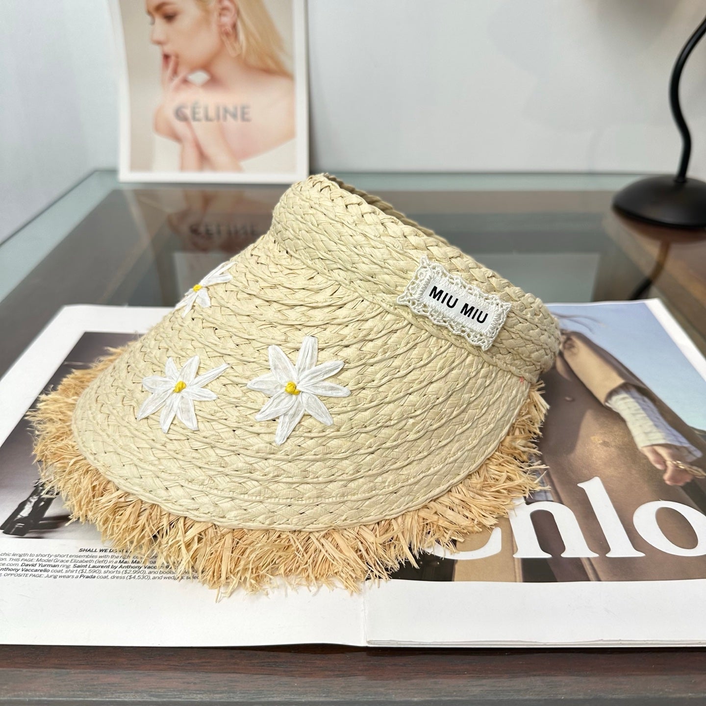 Miumiu Visor Hat Woven 343487
