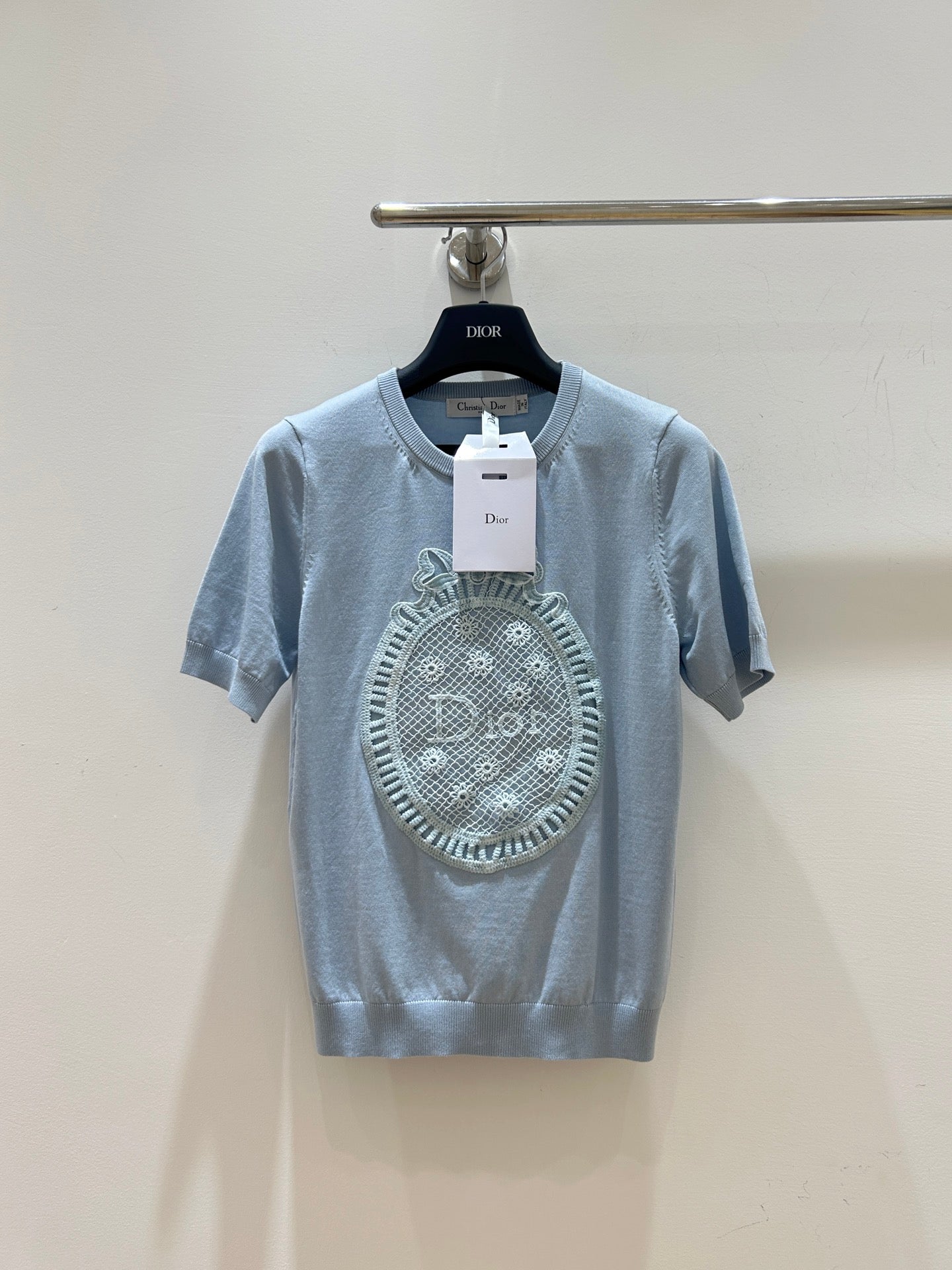 Dior 2026 Short-Sleeved T-shirts Crochet-Effect Patch Tencel 469332