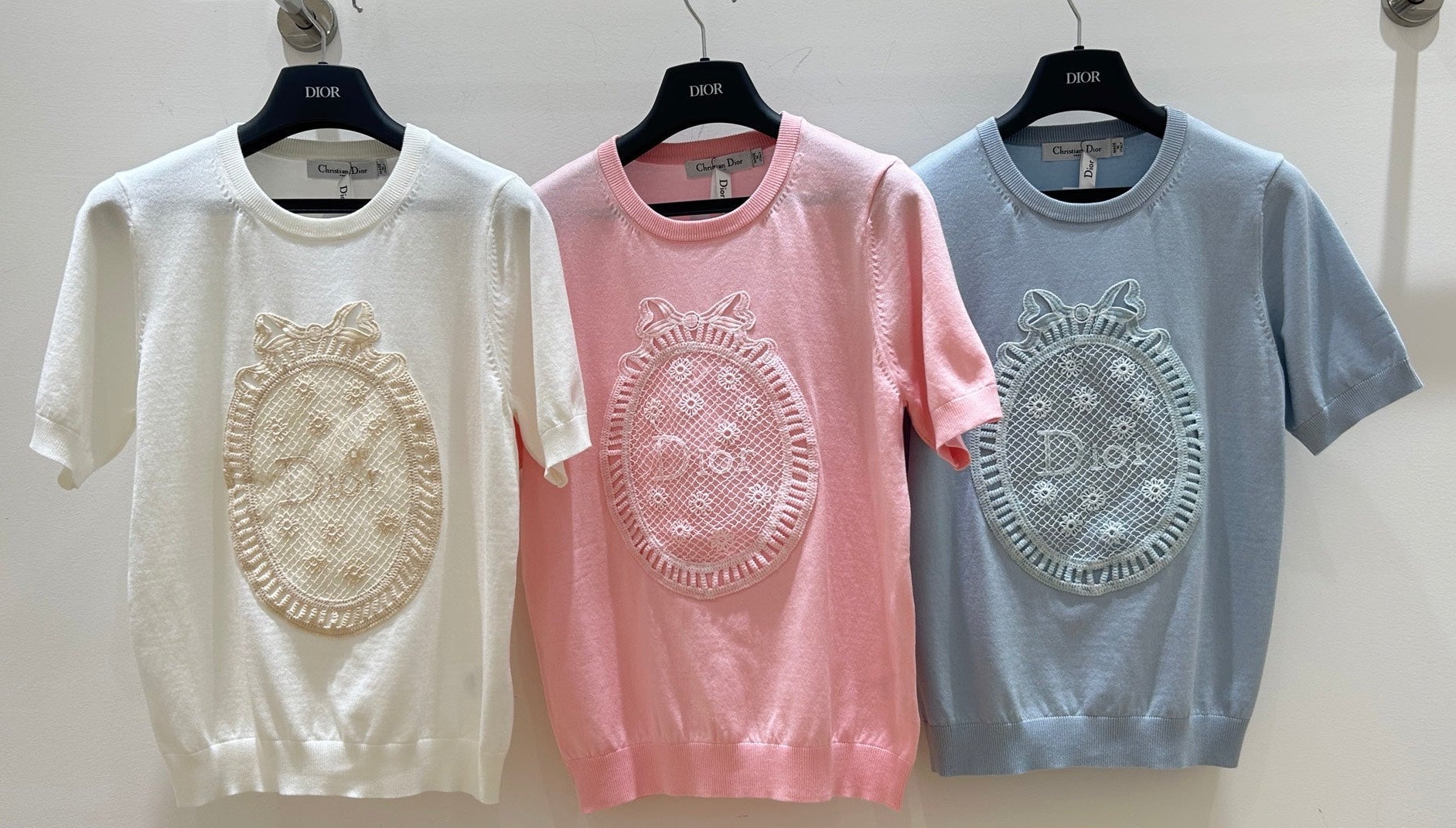 Dior 2026 Short-Sleeved T-shirts Crochet-Effect Patch Tencel 469332