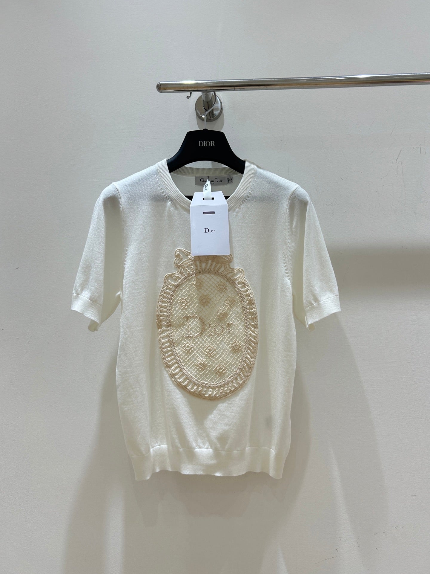 Dior 2026 Short-Sleeved T-shirts Crochet-Effect Patch Tencel 469332