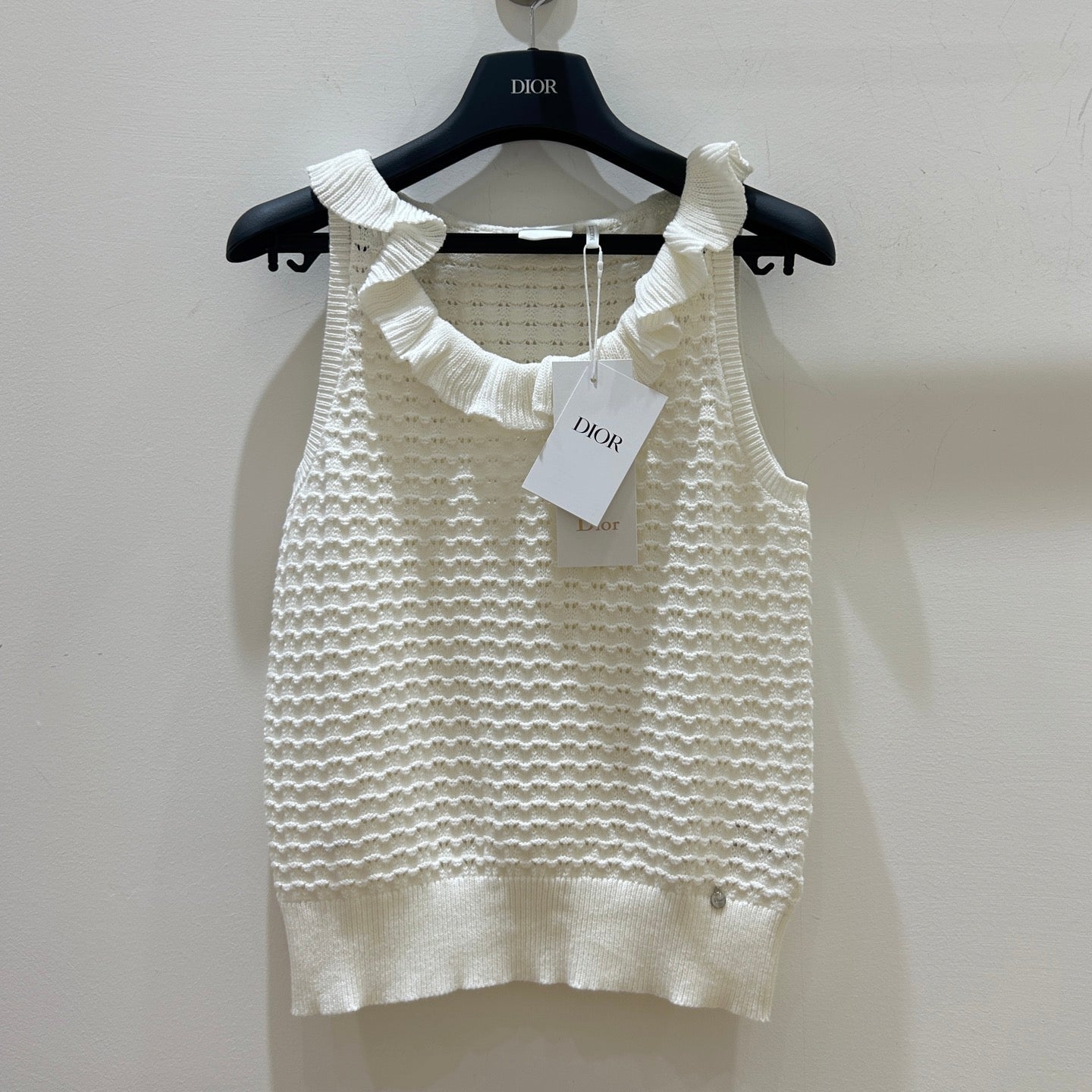 Dior 2026 Sleeveless Crew Neck Vest White Cotton 448466