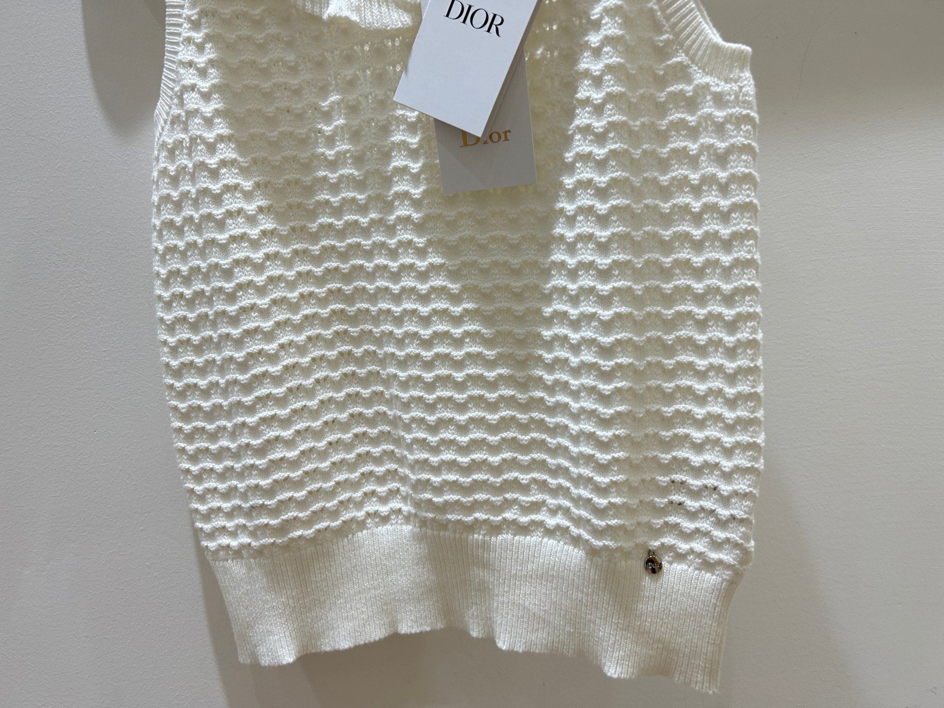 Dior 2026 Sleeveless Crew Neck Vest White Cotton 448466