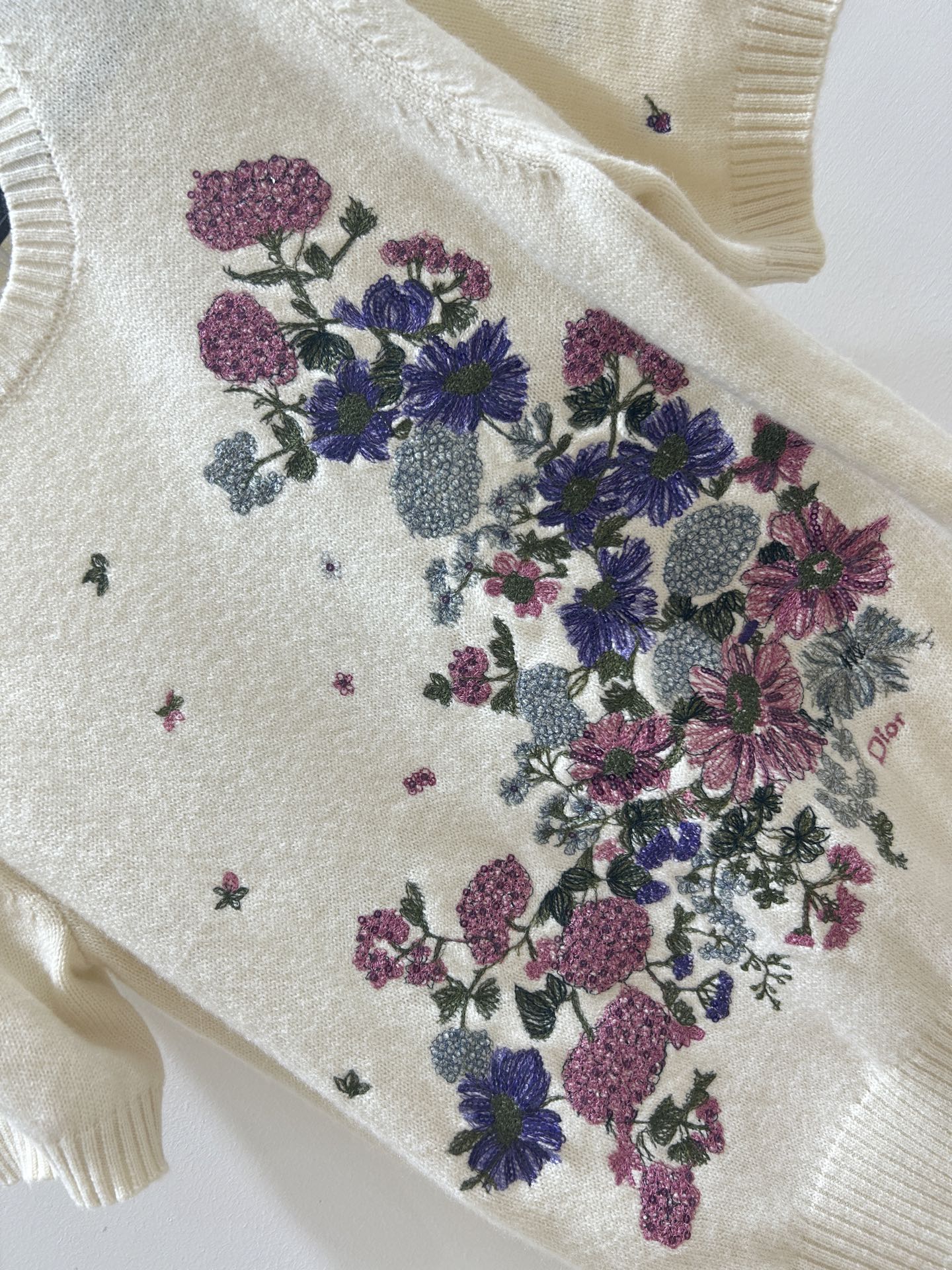Dior 2026 Flower T-shirt Cream Wool 535388