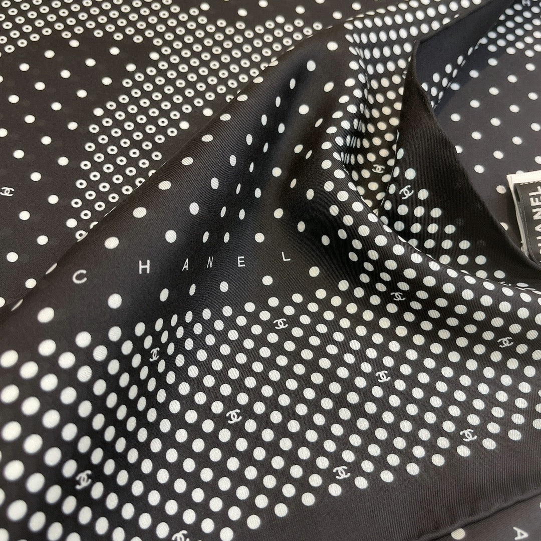 CC Square Scarf 90 CM In Black White Polka Dot  288719