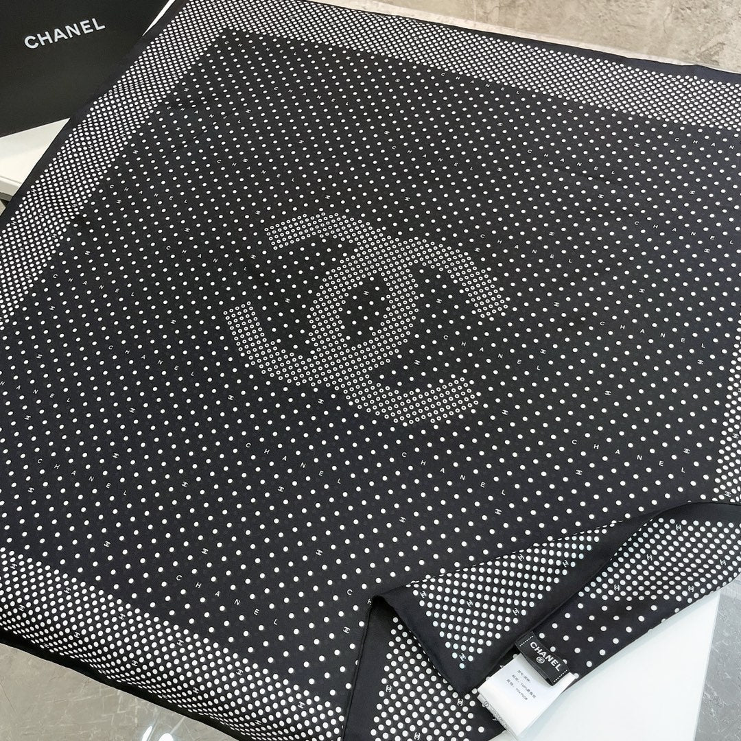 CC Square Scarf 90 CM In Black White Polka Dot  288719