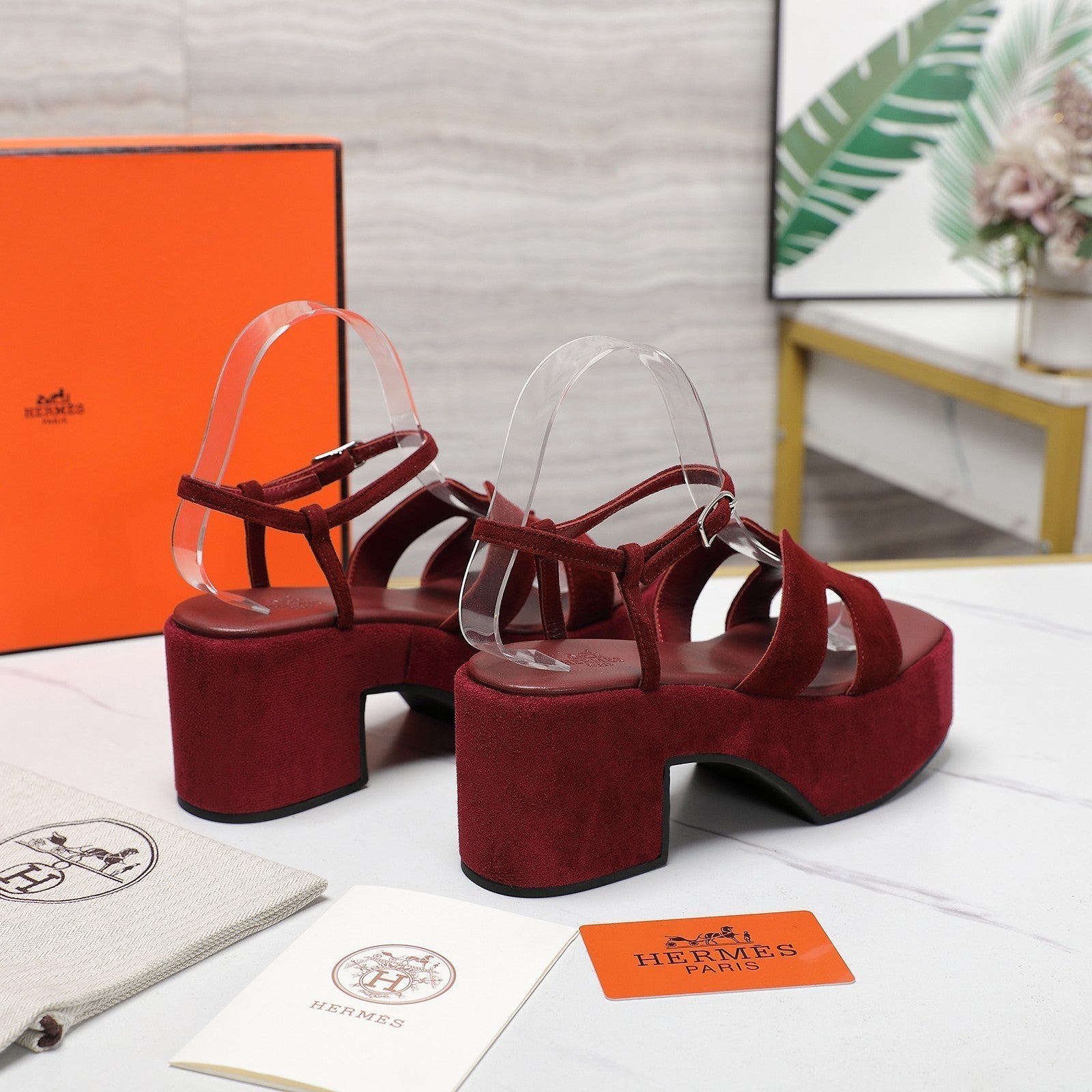 HM Jam 70 sandal In Burgundy Suede 120315