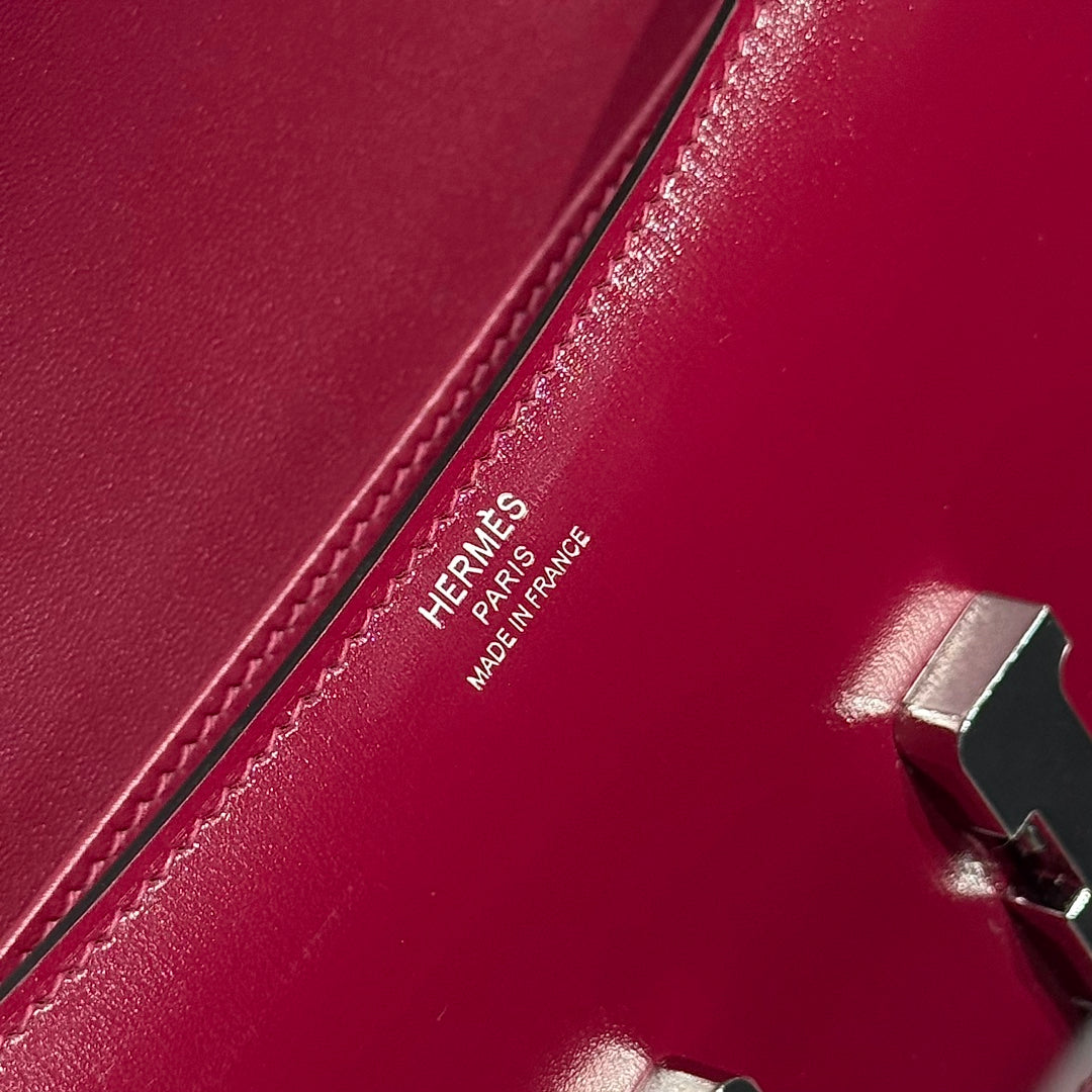 HM Constance Elan 24cm Bag Burgundy Box Calfskin Silver Hardware