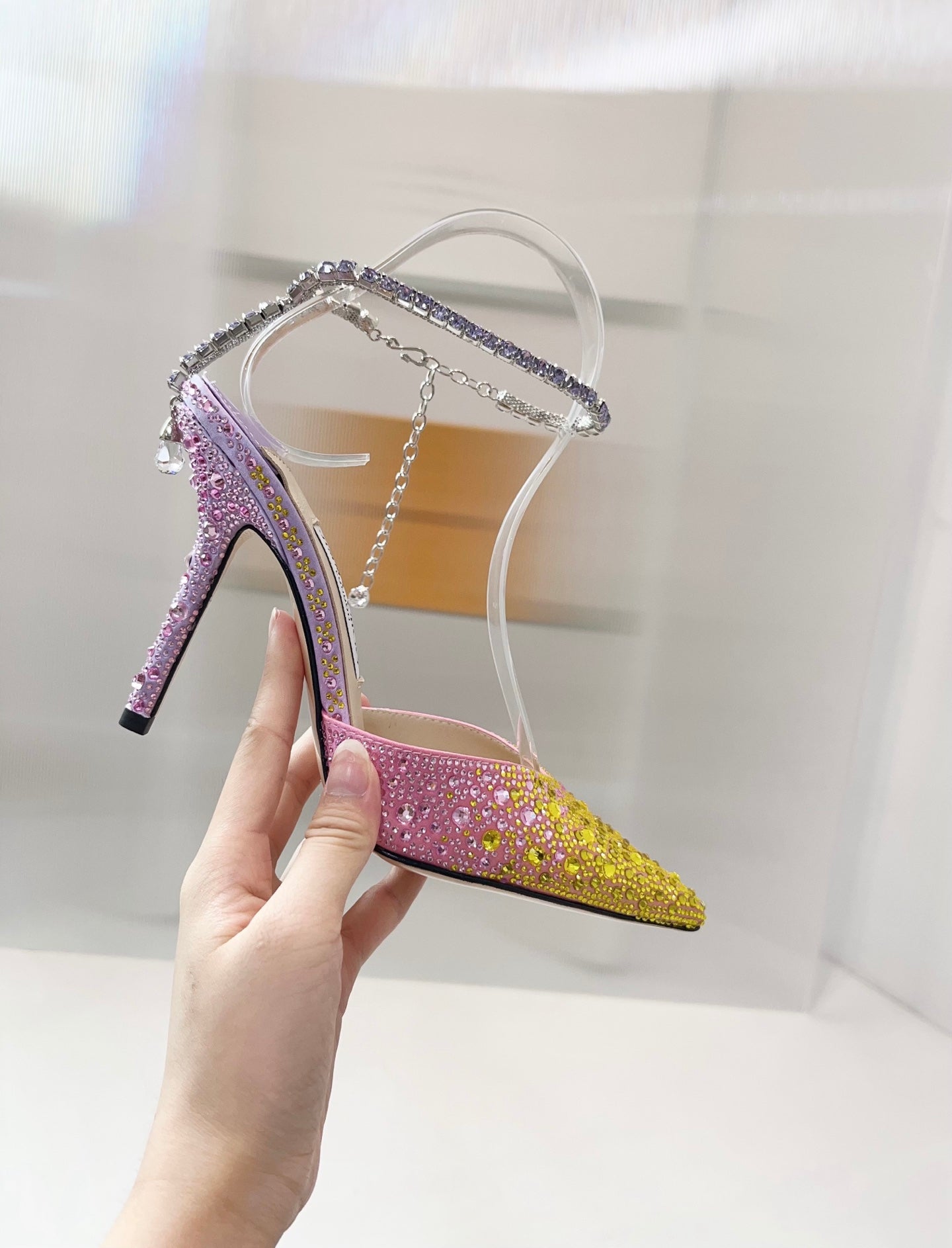 Jimmy Choo 2026 Saeda 100 Embellished Pump Yellow Purple Pink Leather
