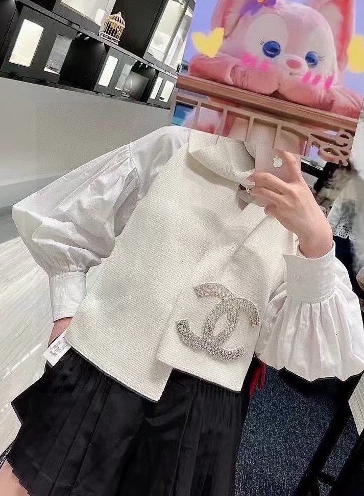 CC Rhinestone-Embellished Shawl 180 CM In White Cashmere Wool 363686