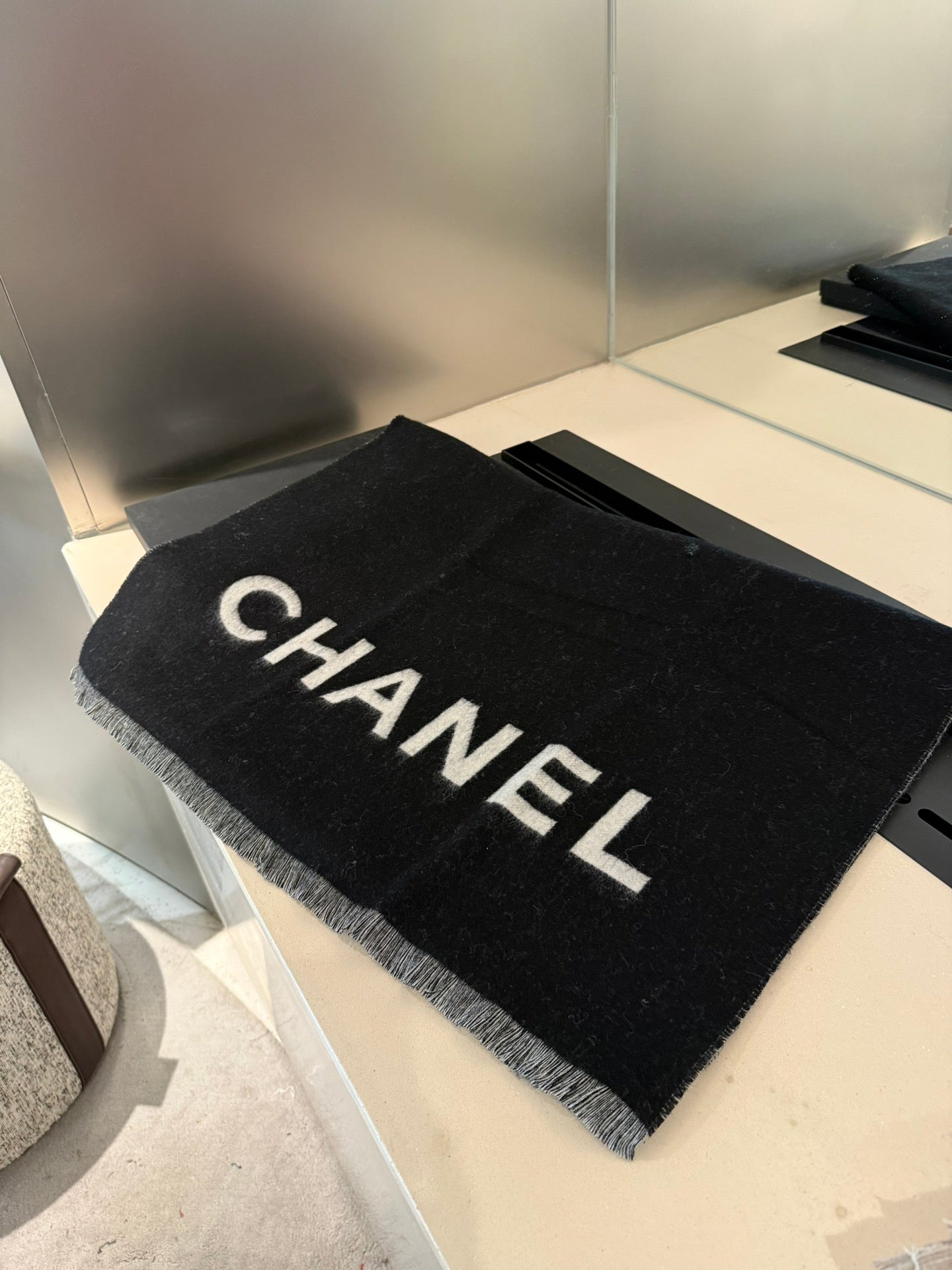 CC Scarf 200 CM In Black Mix Grey Cashmere 401299