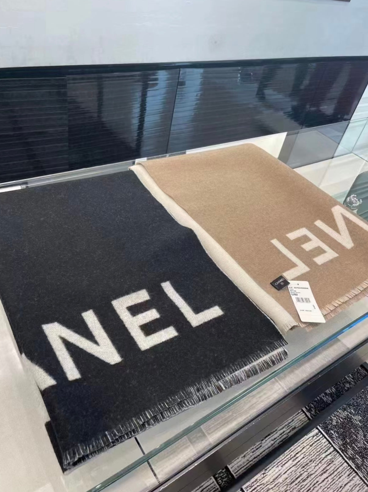 CC Scarf 200 CM In Black Mix Grey Cashmere 401299