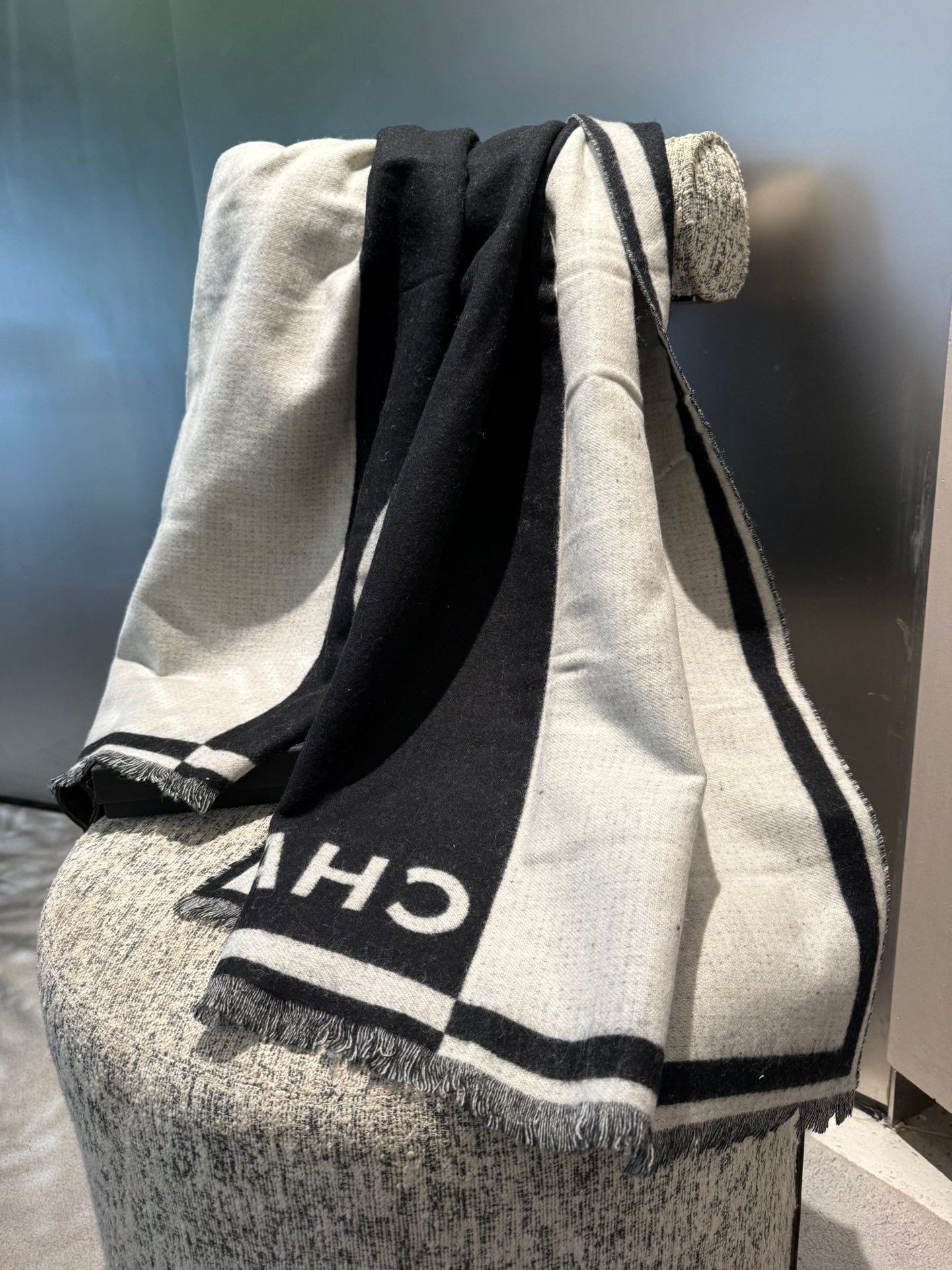 CC Scarf 200 CM In Black Mix White Cashmere 422916