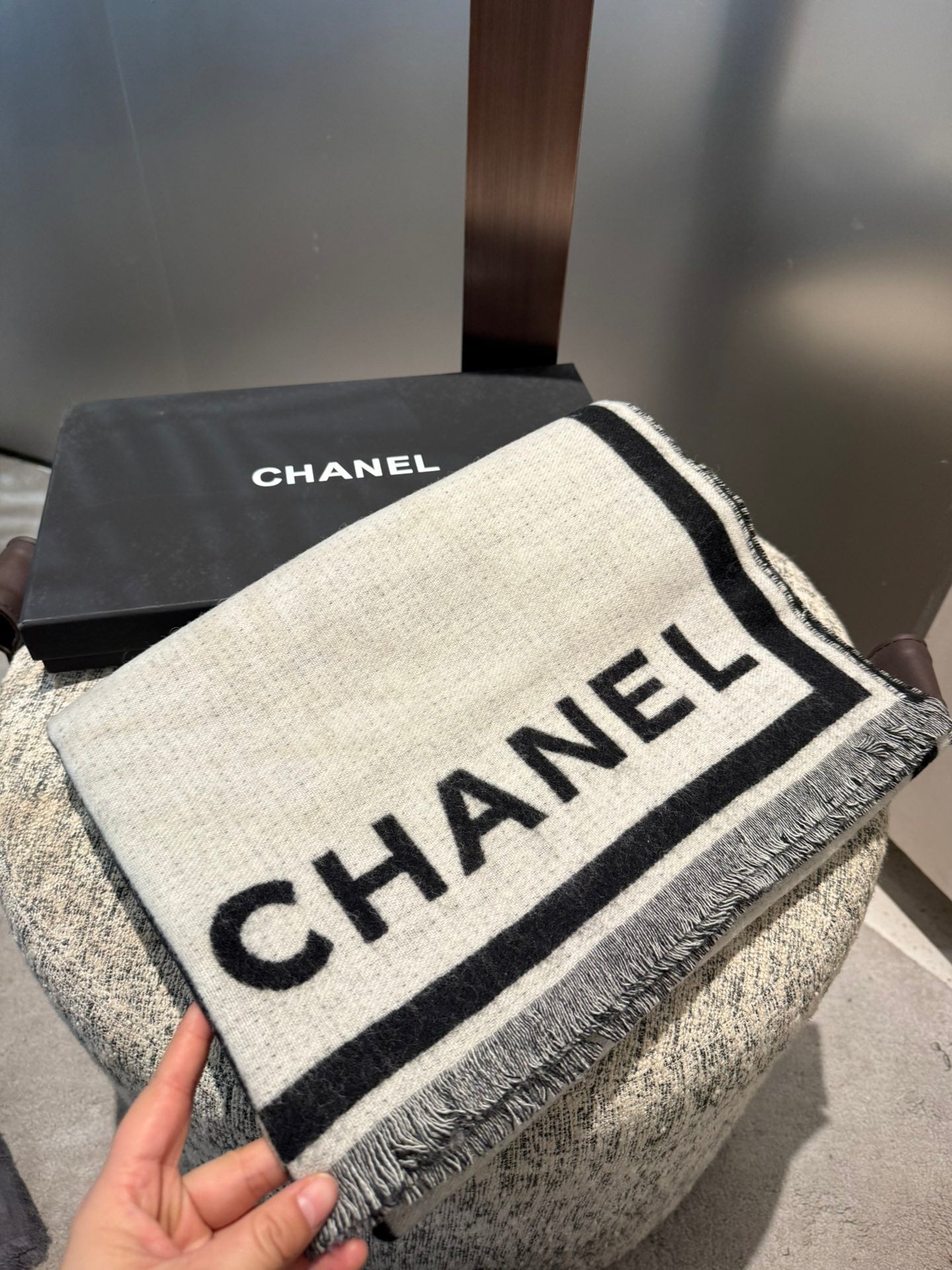 CC Scarf 200 CM In Black Mix White Cashmere 422916