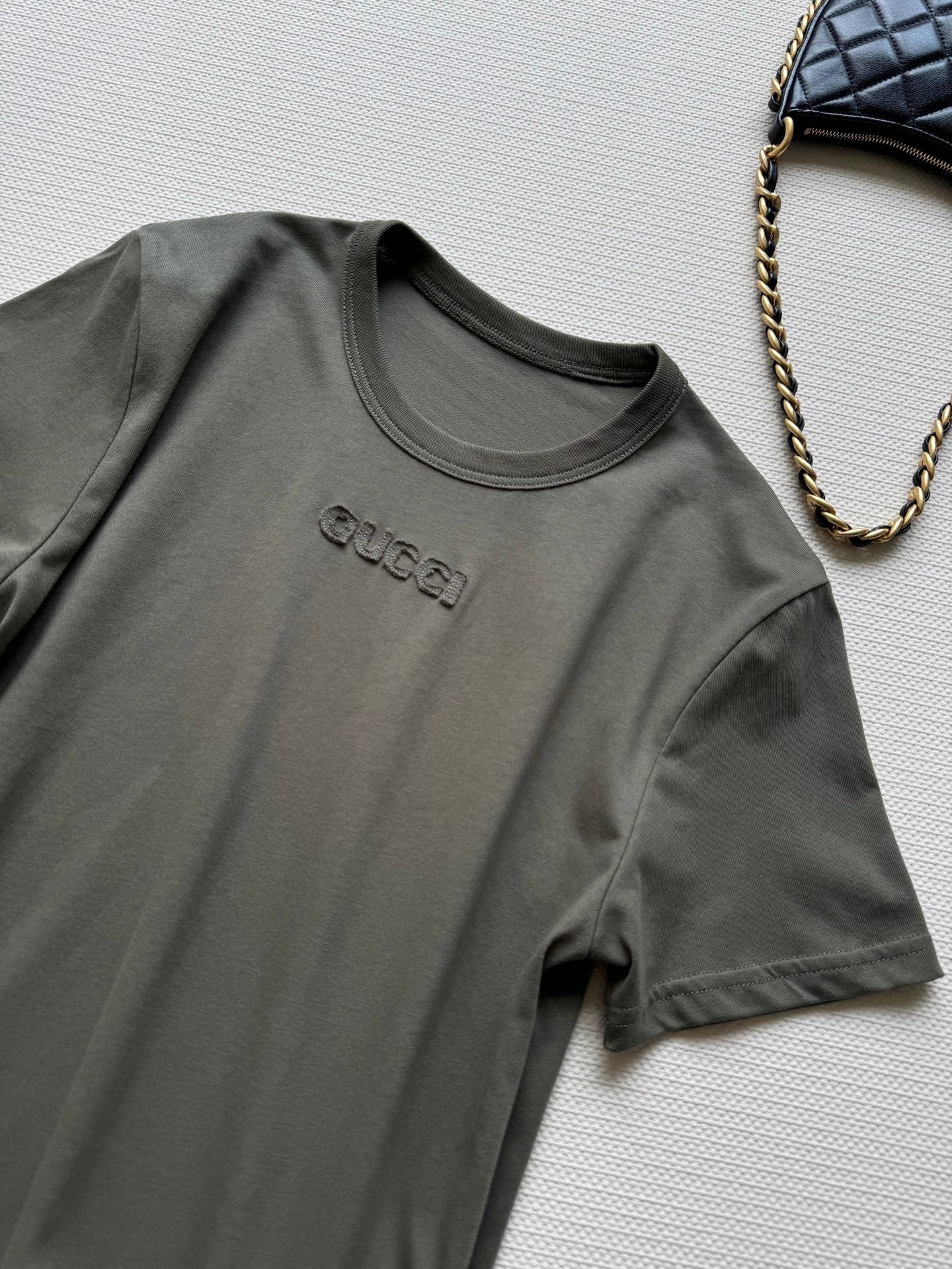 Gucci 2025 Embroidered Jersey T-shirt Dark Green Cotton