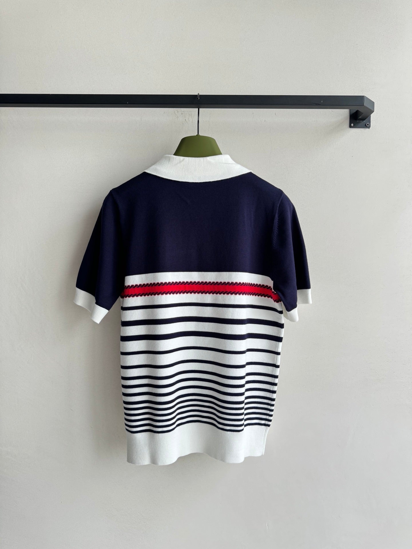 Gucci Striped Polo Knitted Top Cotton