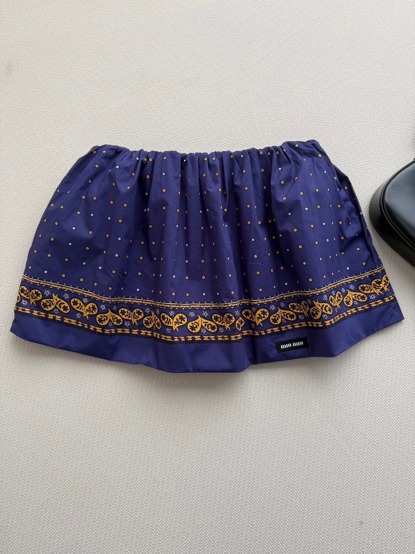 MiuMiu 2026 Strapless Top And Skirt Navy Cotton 641183