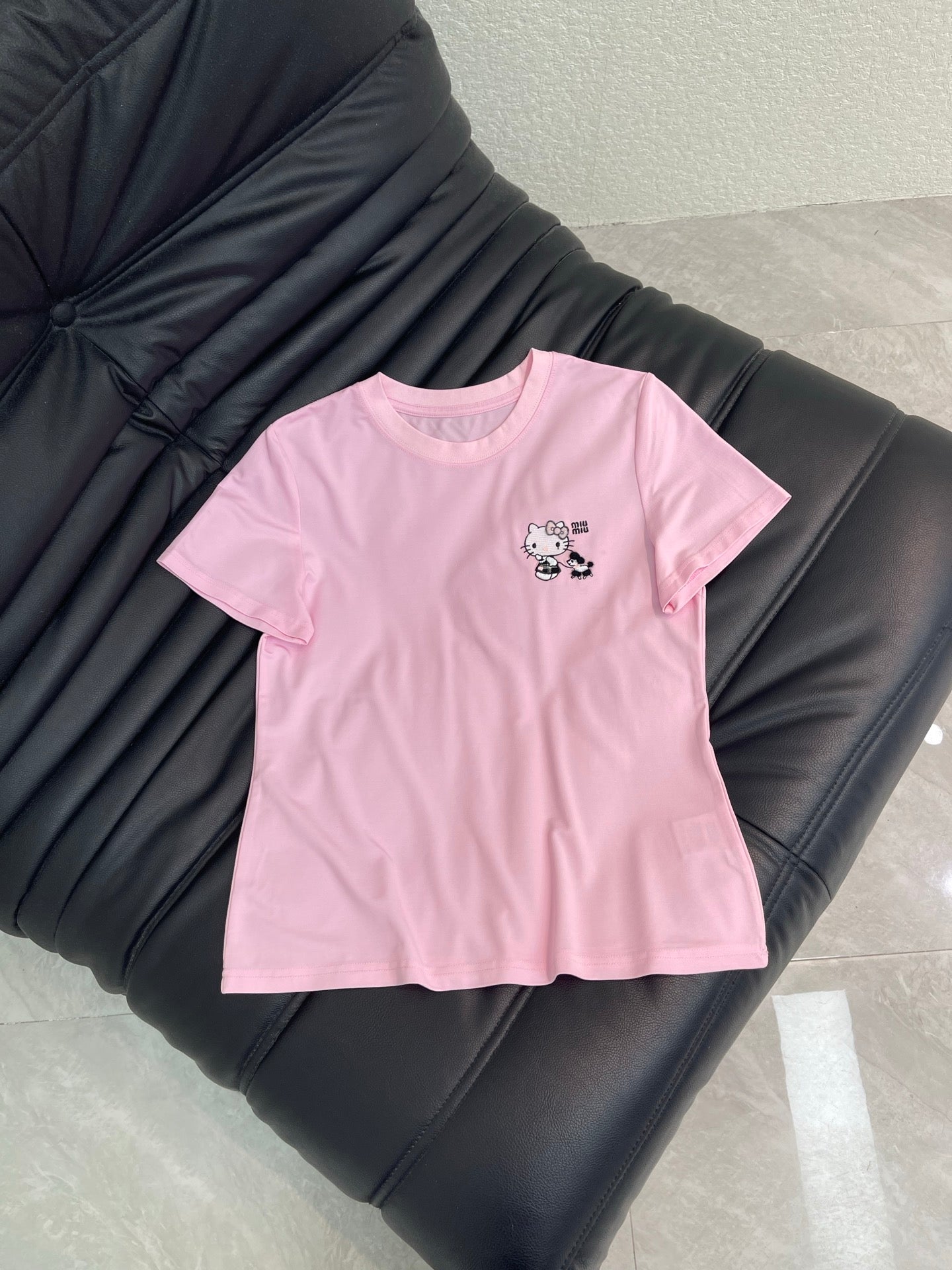 Miumiu 2026 Hello Kitty Embroidered Short-sleeved T-shirt Cotton 346491