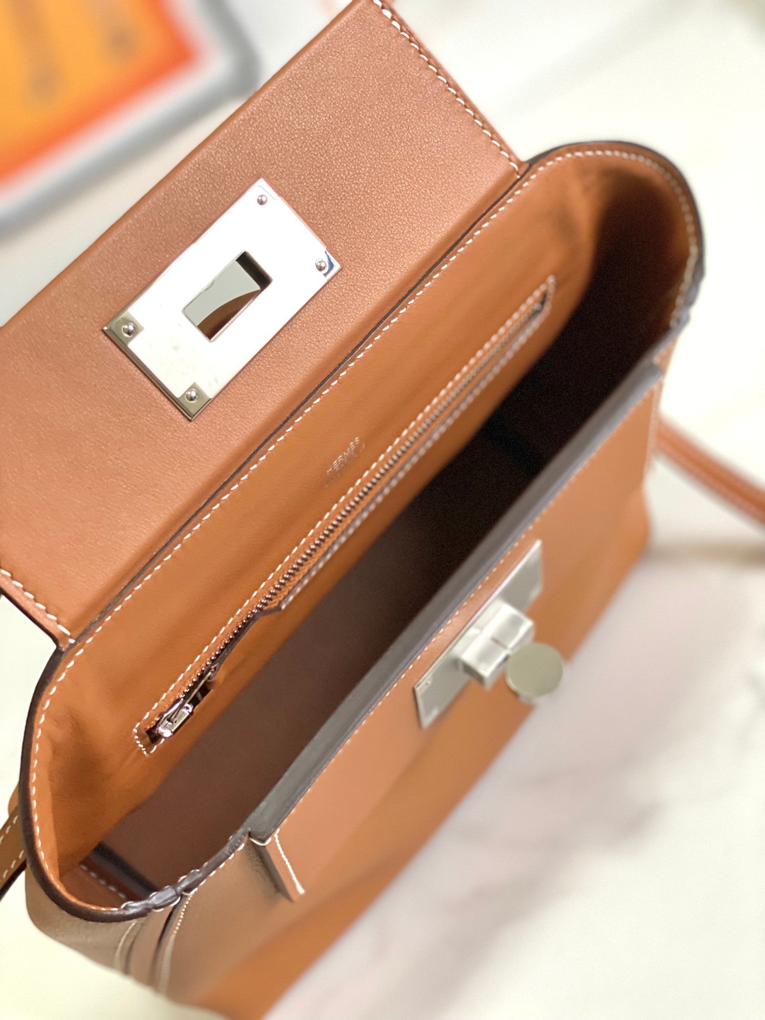 HM 24/24 Mini Bag 21cm Gold Evercolor Leather Silver Hardware