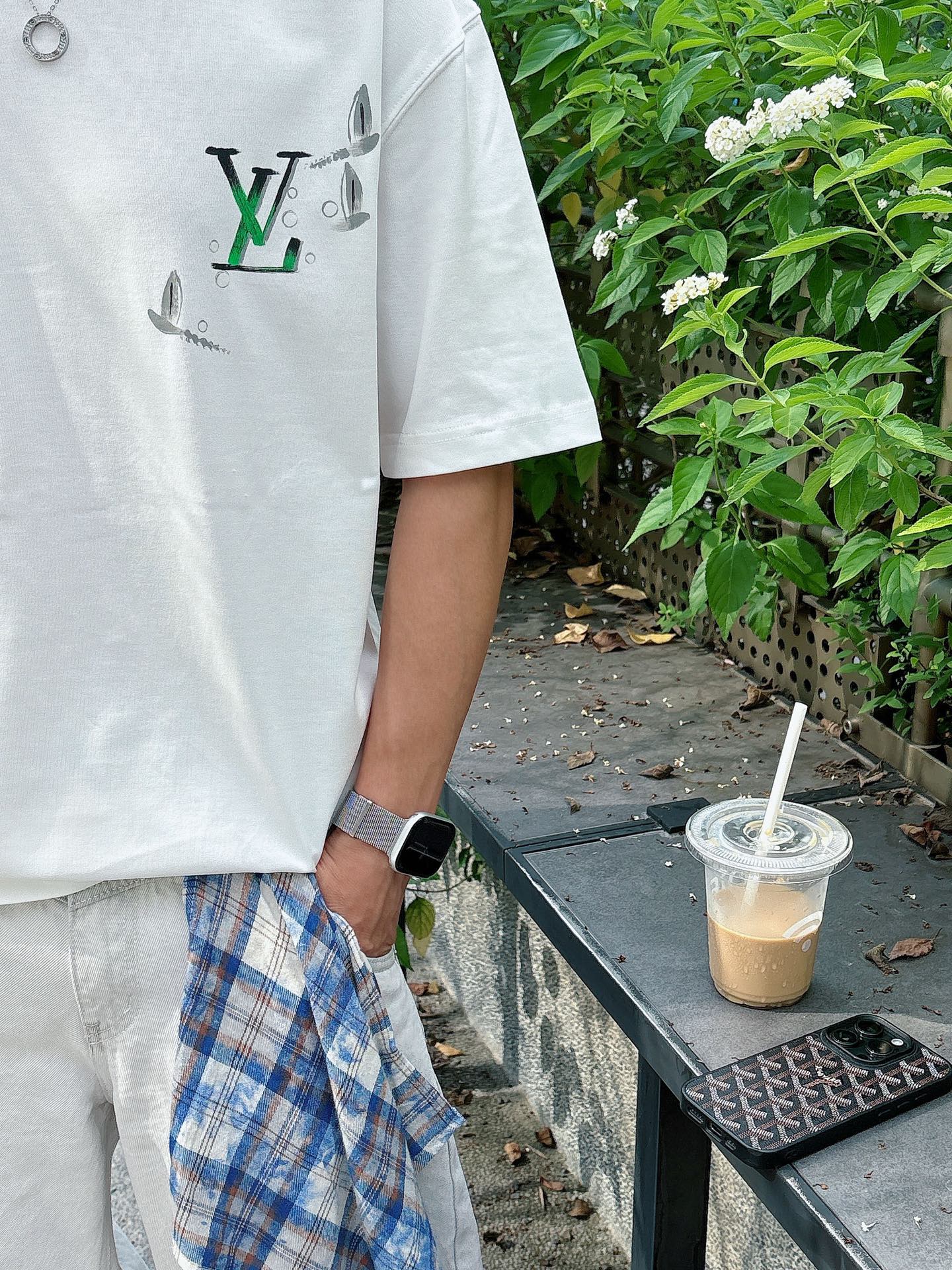 LV 26A Short-Sleeve Crew Neck T-Shirt Multicolor Cotton 405990