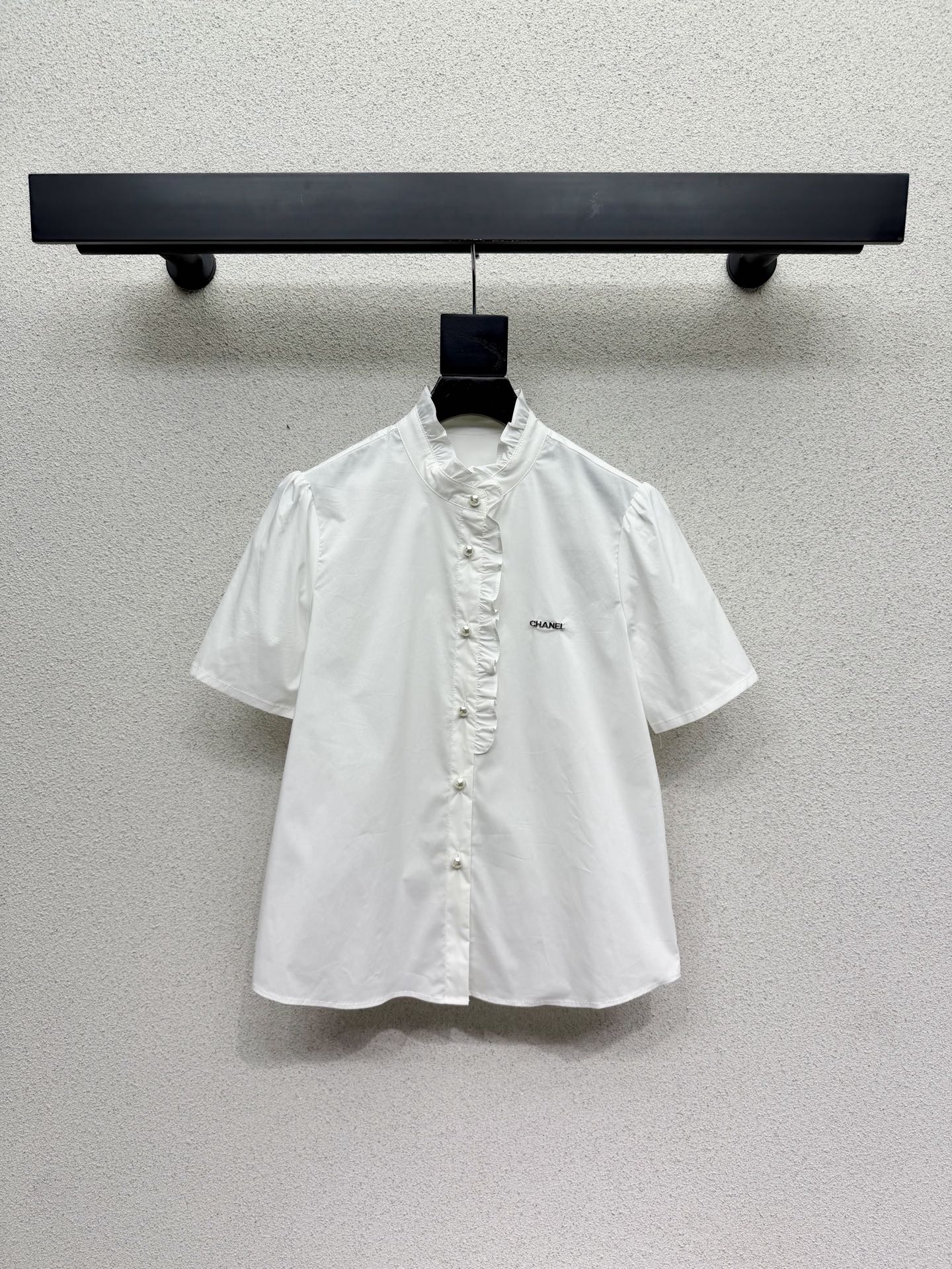 Chanel 2026 Short-sleeved Shirt Pink White Cotton 295896