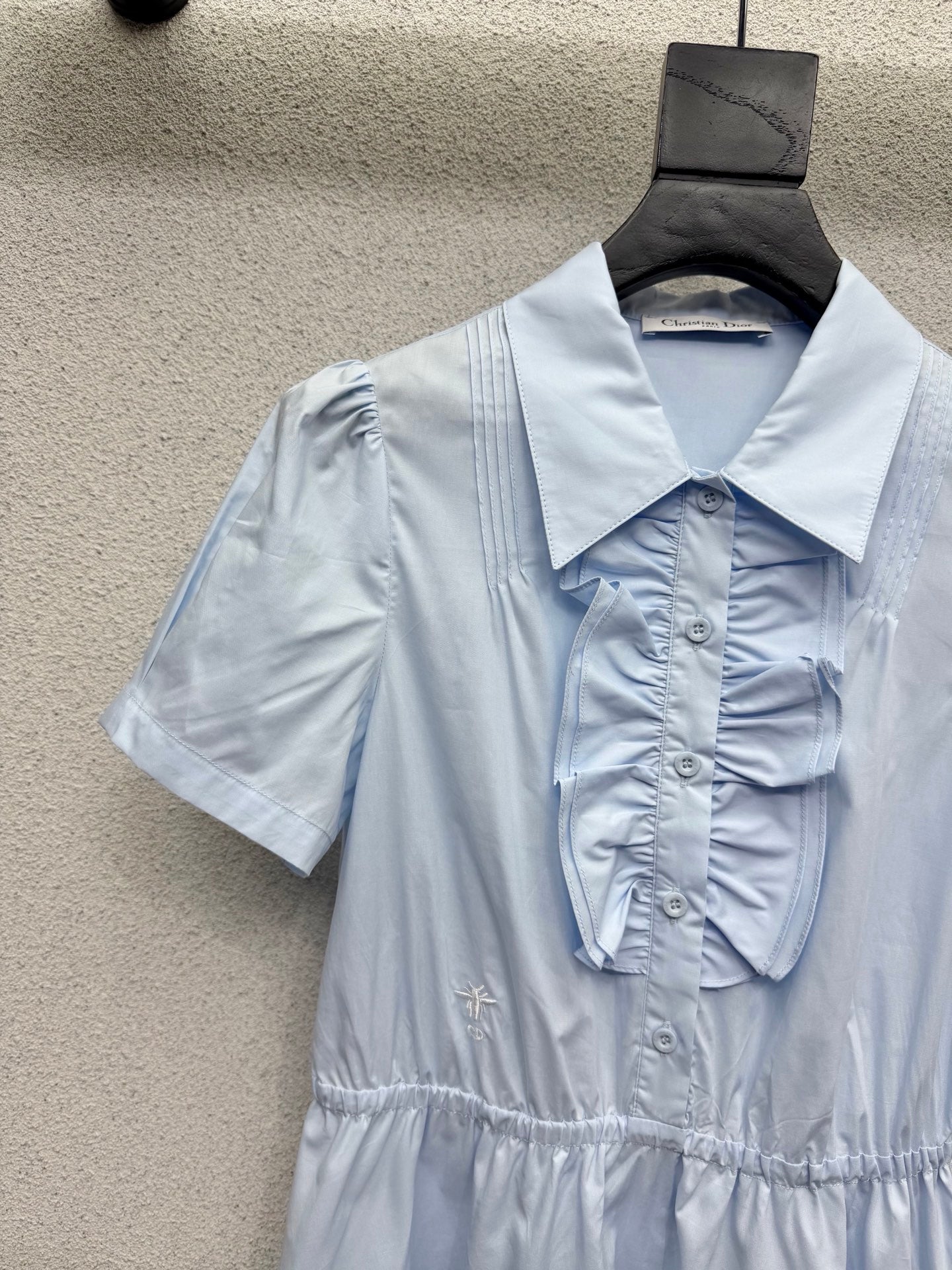 Dior 2026 Short-Sleeve Dress with Bee Blue Cotton 366718