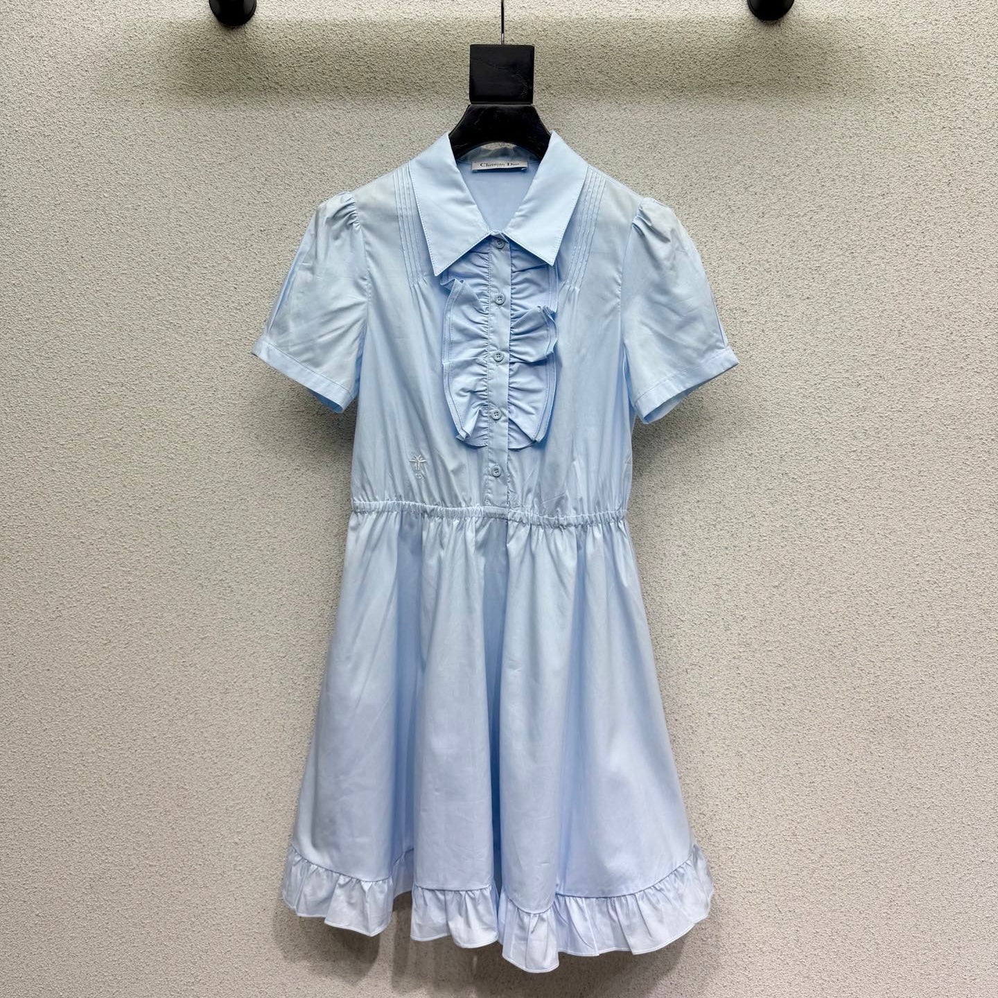 Dior 2026 Short-Sleeve Dress with Bee Blue Cotton 366718