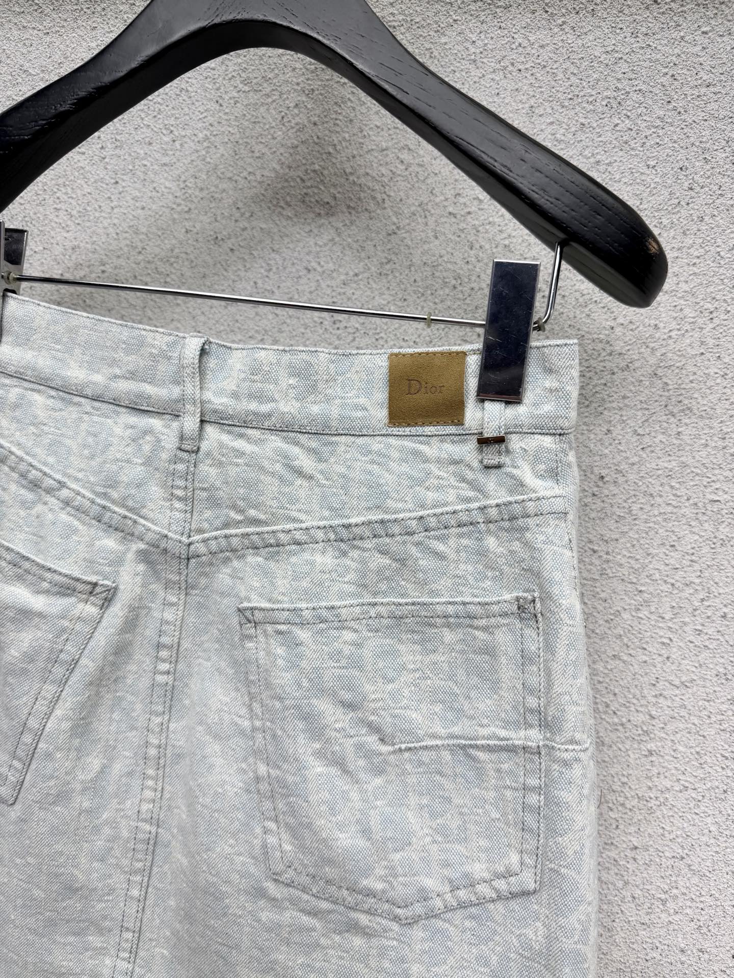 Dior 2026 Denim Midi Skirt Light Blue Cotton 400983