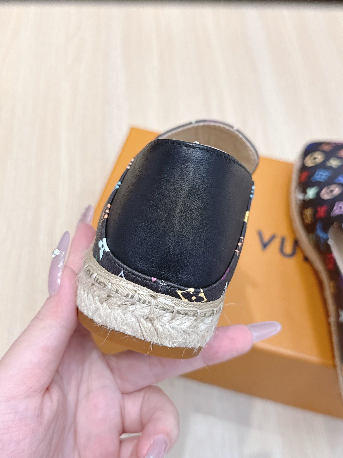 LV 26ss Loafers Black Multicolor Monogram Genuine Leather 656959
