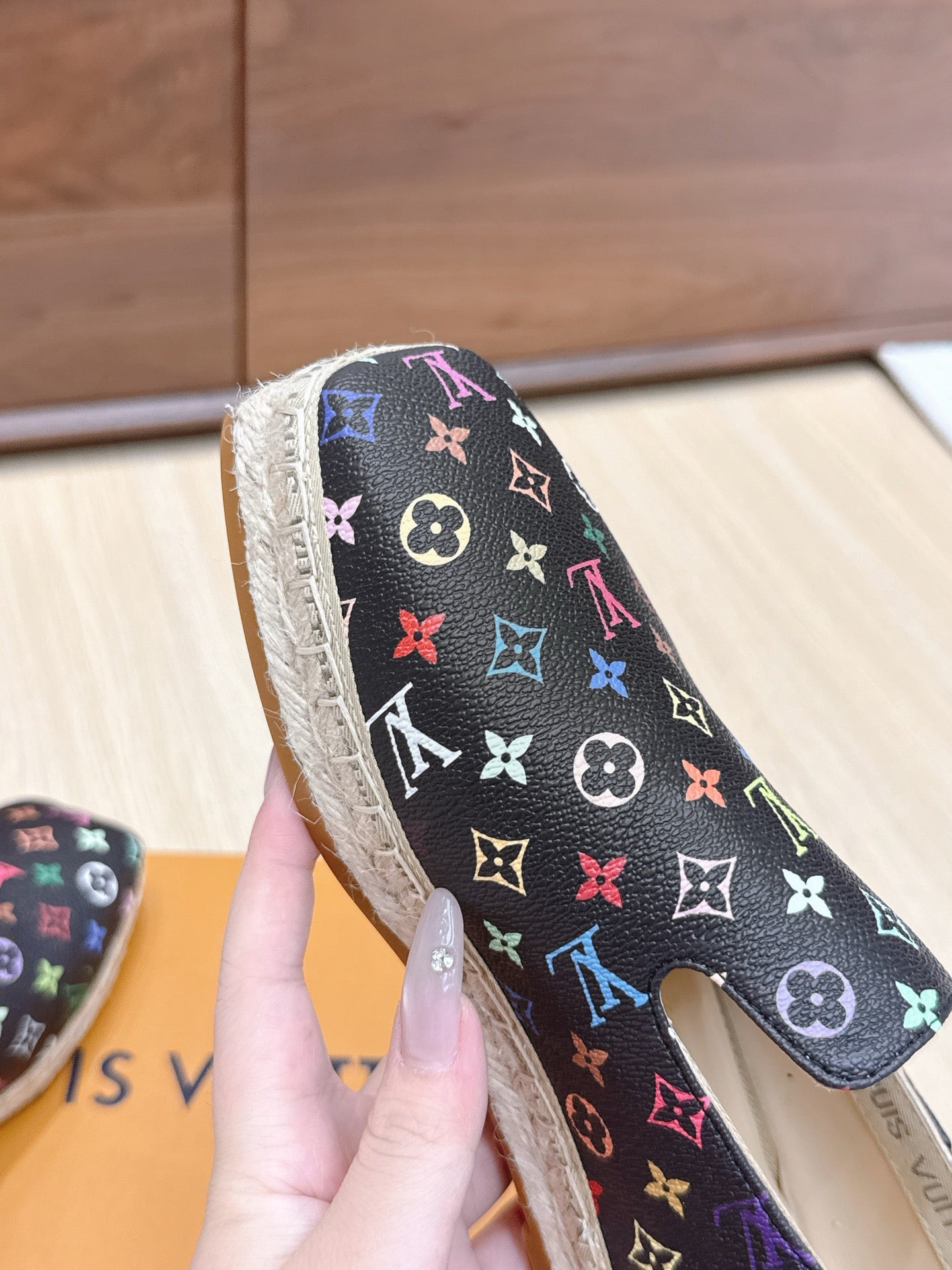 LV 26ss Loafers Black Multicolor Monogram Genuine Leather 656959