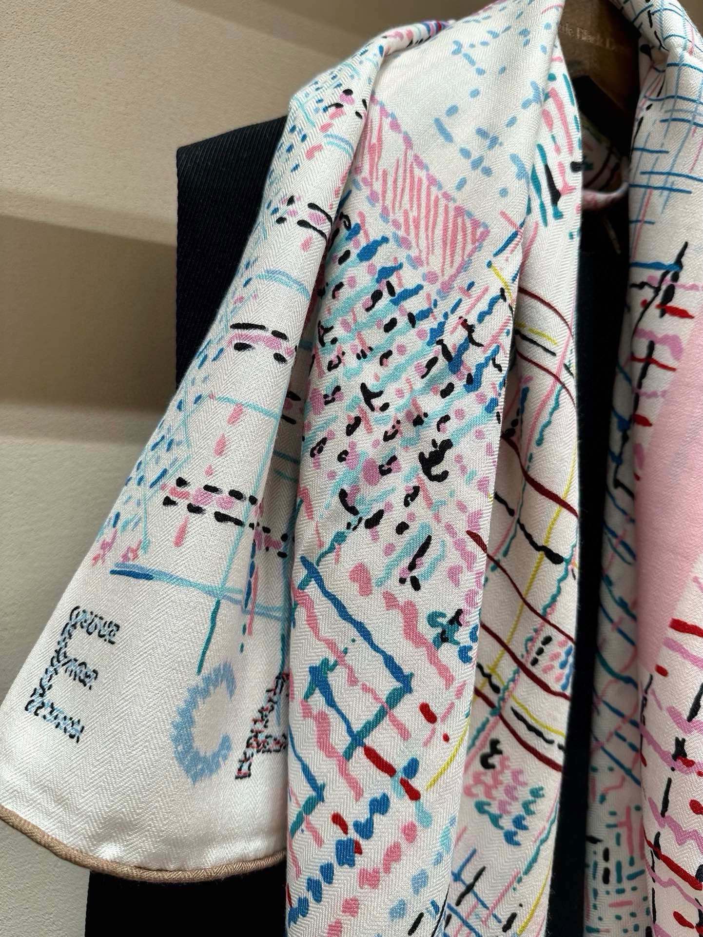 CC Square Scarf 140 CM In White Colorful Cashmere 182446