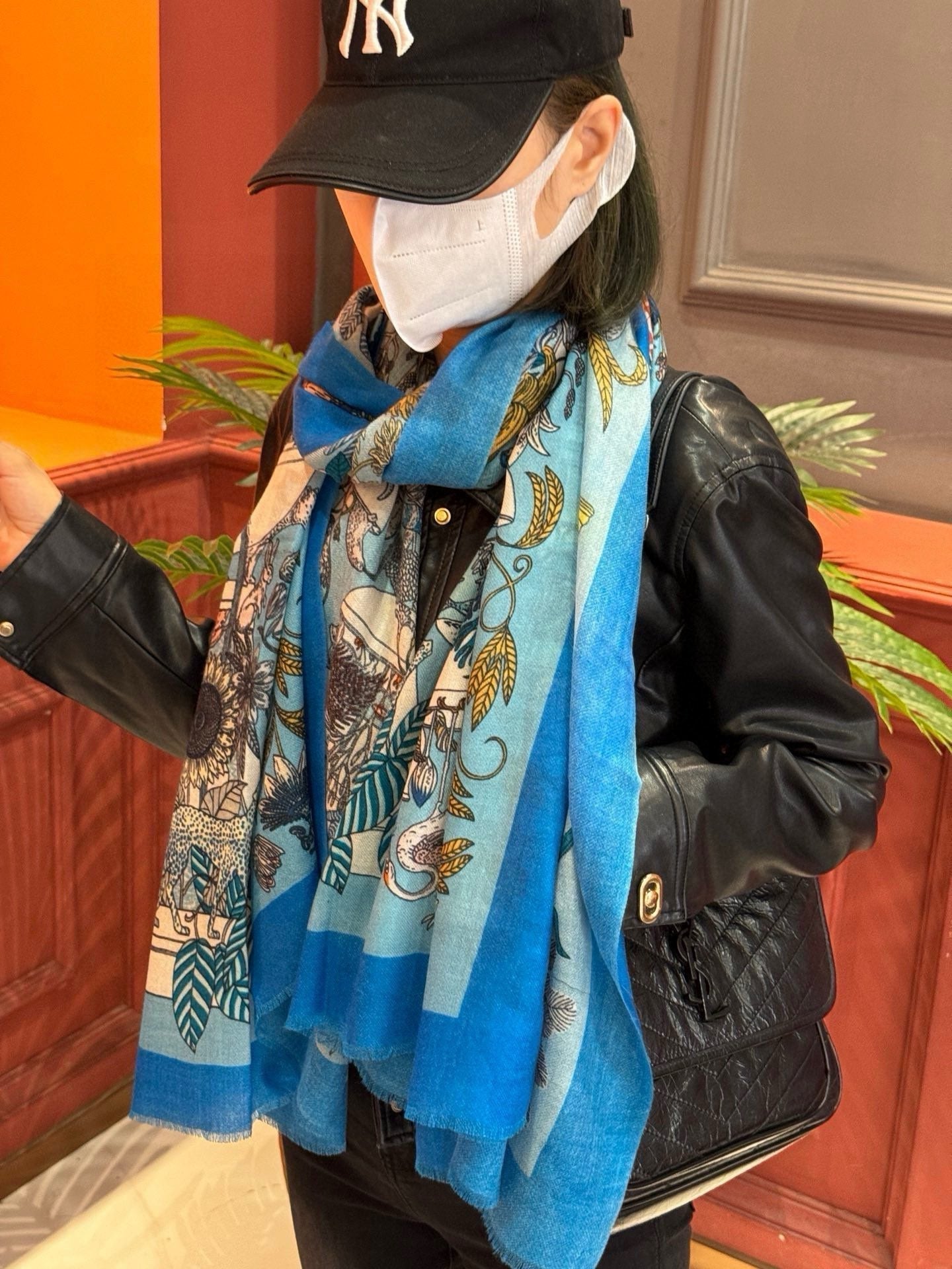 EXOTIC PARADISE CASHMERE SCARF 200 CM COBALT BLUE MIX COLORFUL CASHMERE